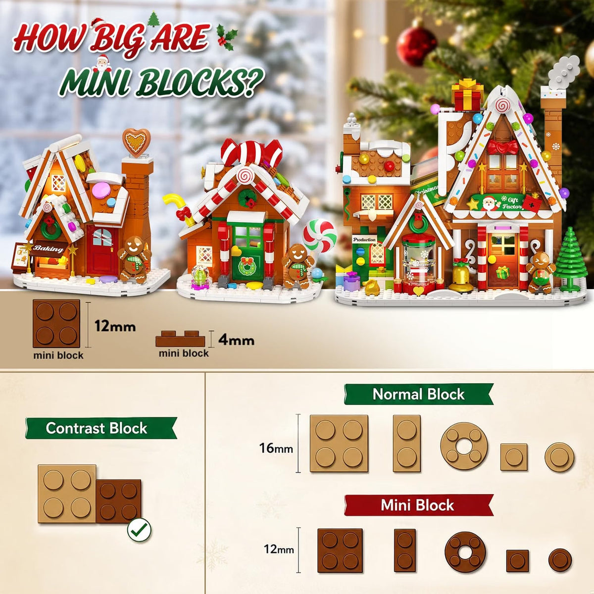 INSOON Christmas Gingerbread House Gift Factory Building Set with Lights SC9972