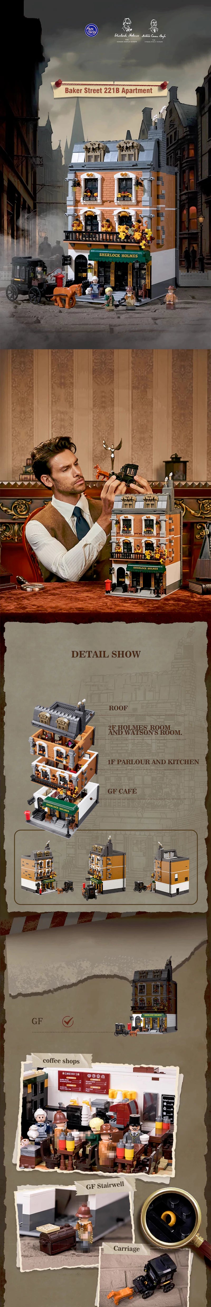 Pantasy 85014 Sherlock Holmes Baker Street 221B Apartment Modular Building