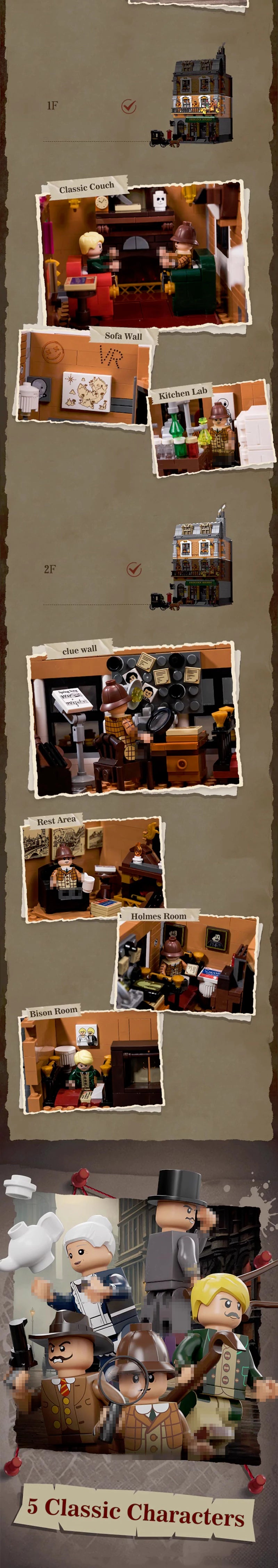 Pantasy 85014 Sherlock Holmes Baker Street 221B Apartment Modular Building