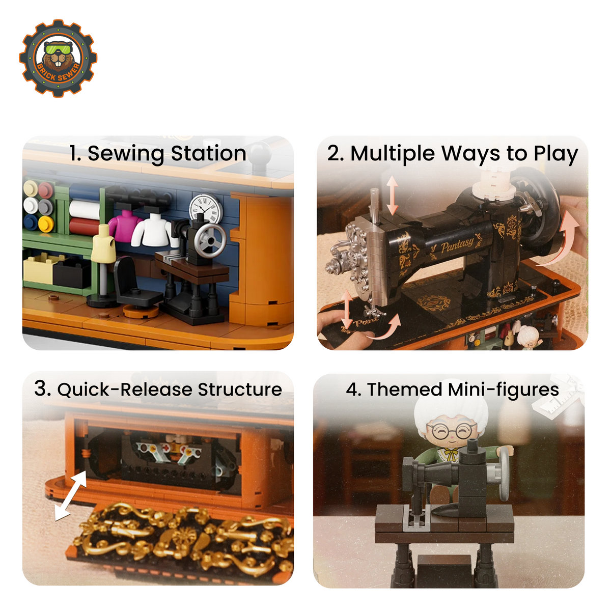 Pantasy Hand Crank Sewing Machine Building Block Set 85028PTS