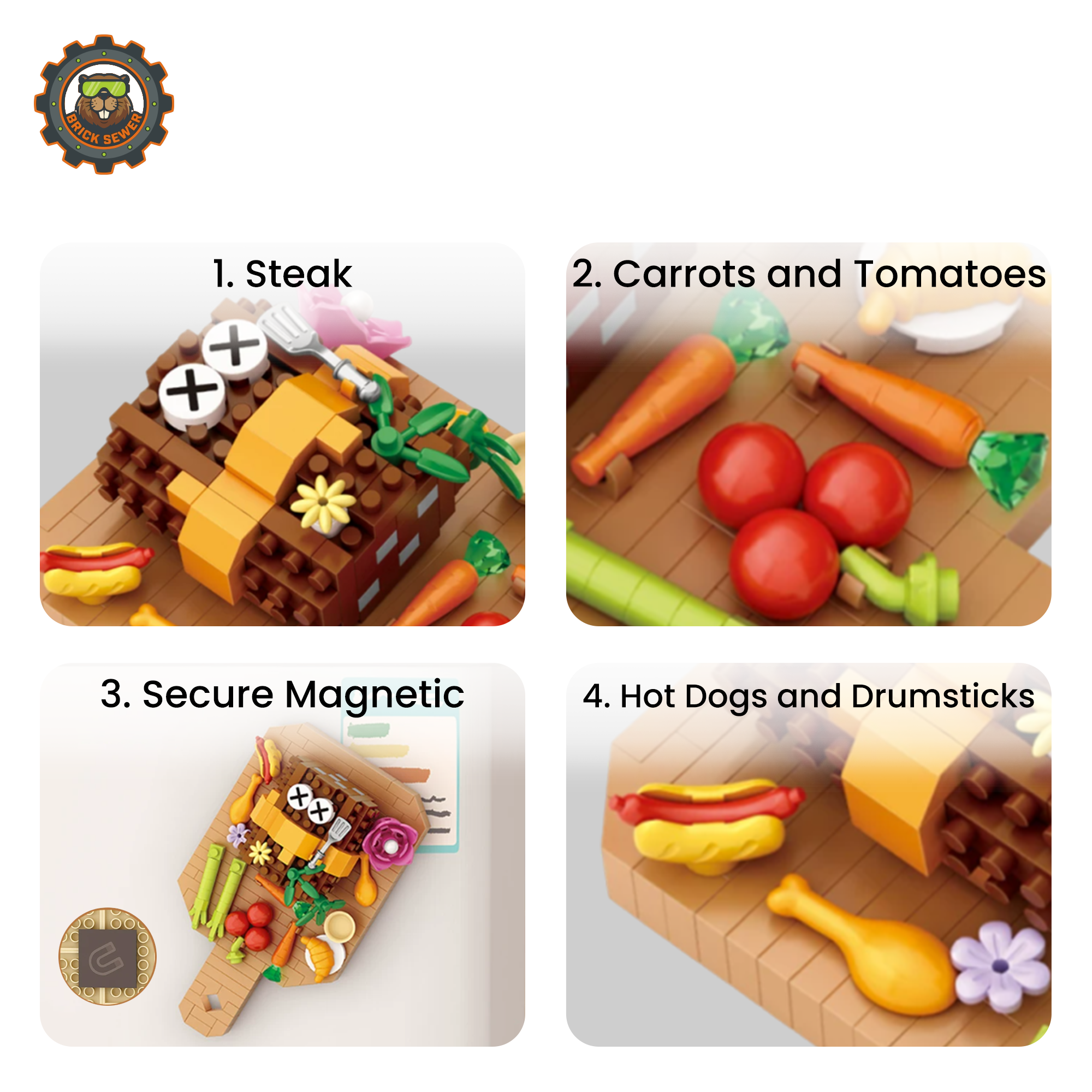 Food-Themed Fridge Magnet Building Block Set