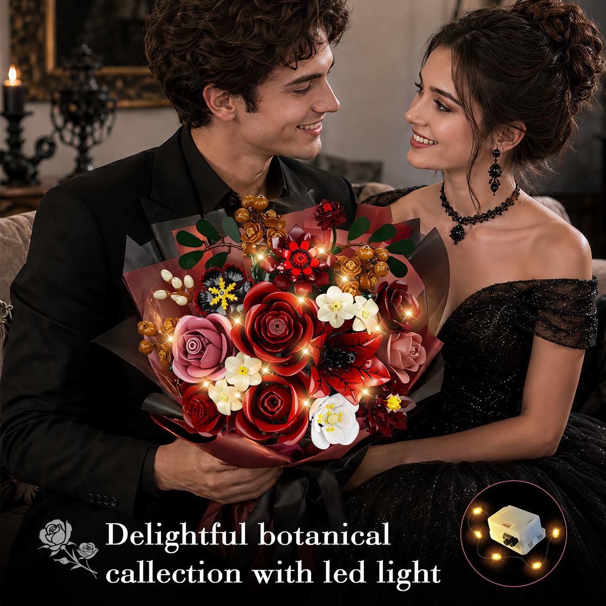 INSOON Crimson Rose Flower Bouquet Building Set SC8862