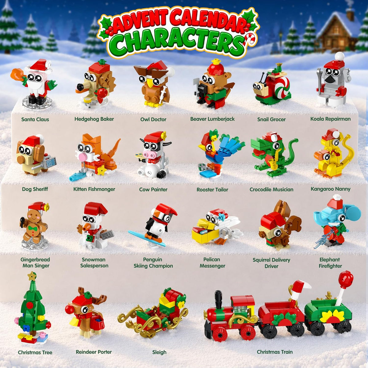 INSOON Advent Calendar 2026 Christmas Animals Party Favors Building Set SC8859
