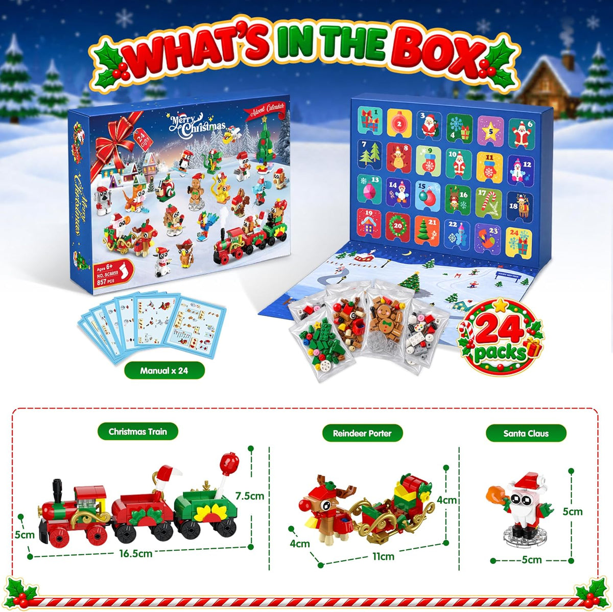 INSOON Advent Calendar 2026 Christmas Animals Party Favors Building Set SC8859