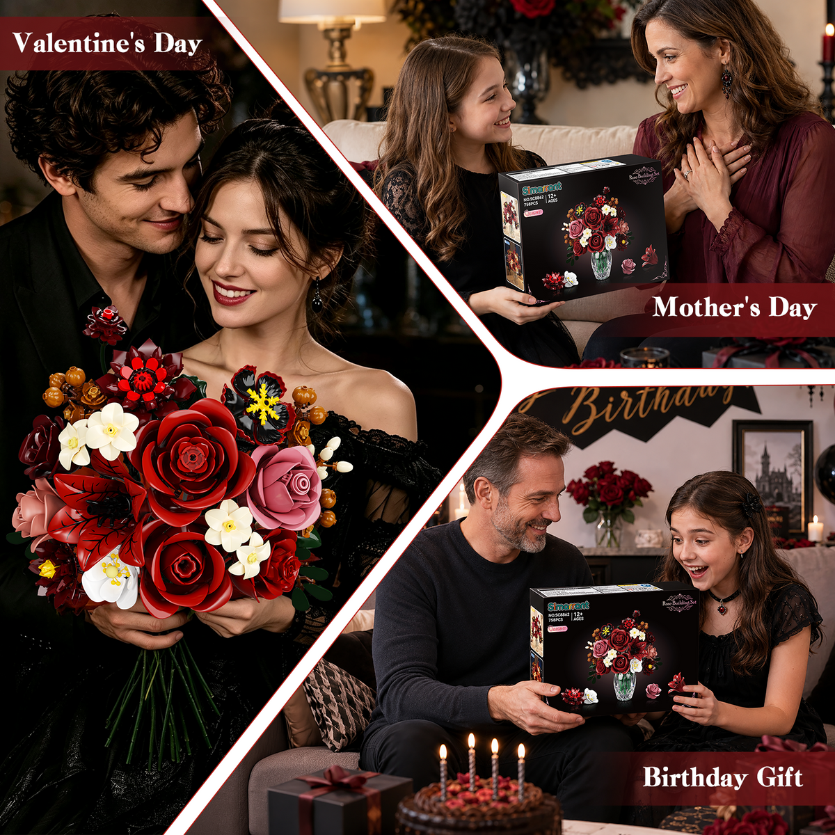 INSOON Crimson Rose Flower Bouquet Building Set SC8862