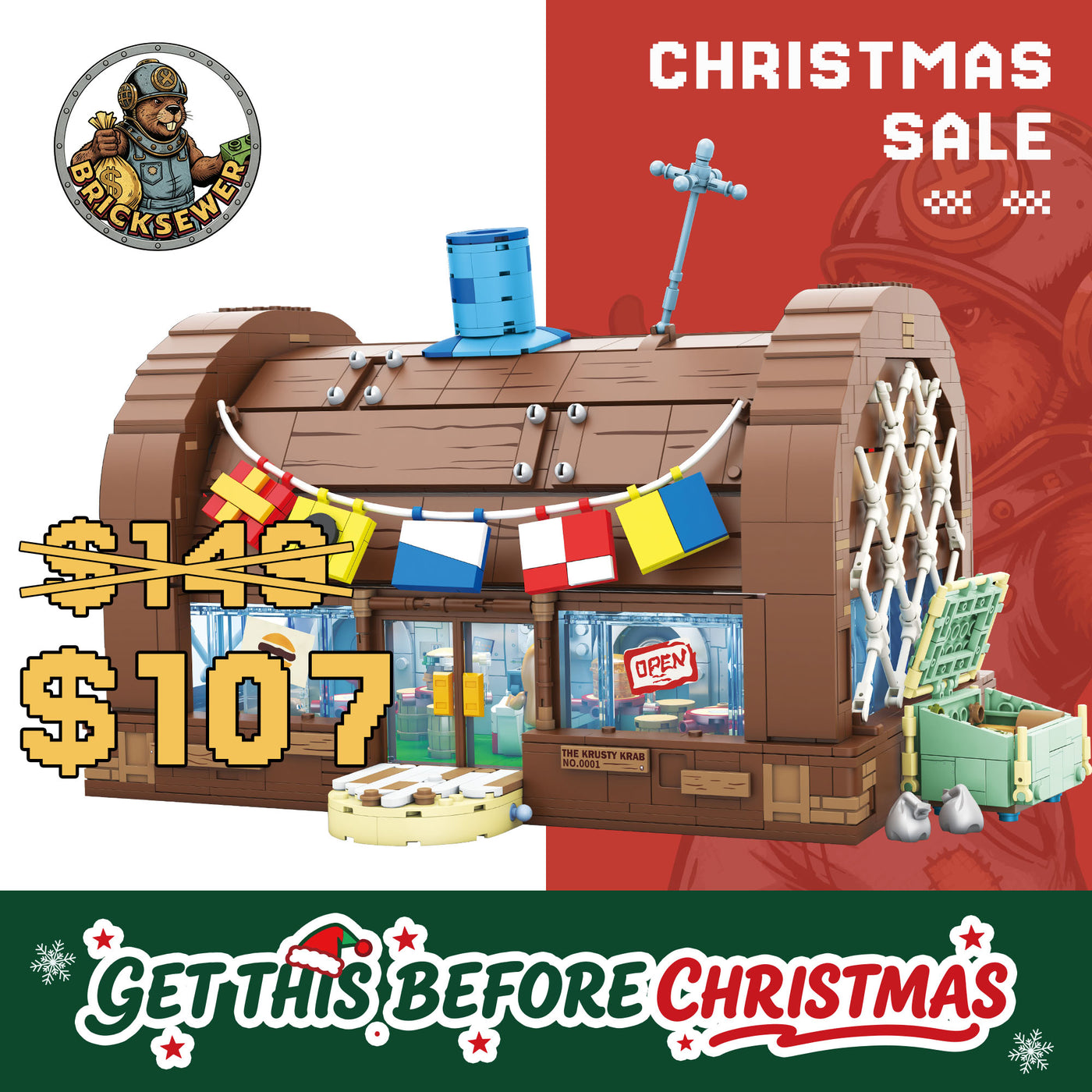 SpongeBob - Krusty Krab(2,723-piece, 5 rooms, 10 inches high)