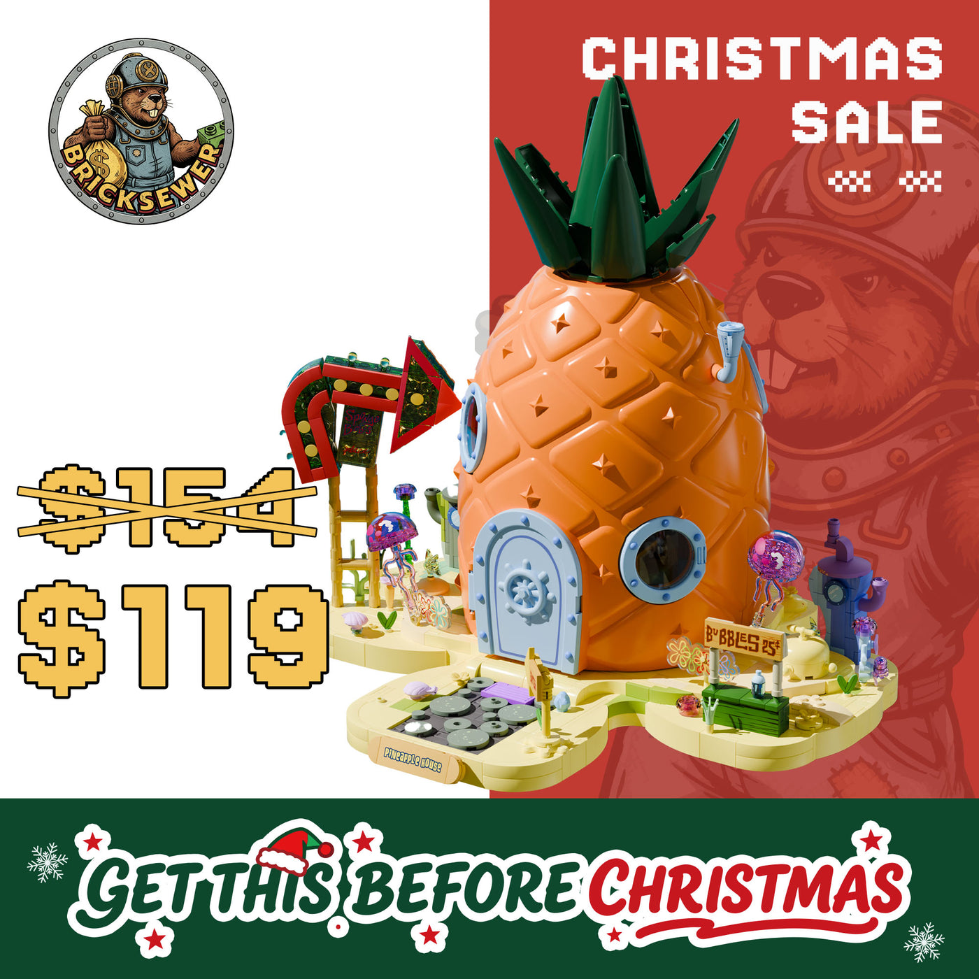 SpongeBob - Spongebob's Pineapple House(2,313-piece, 7 rooms, 18 inches high)