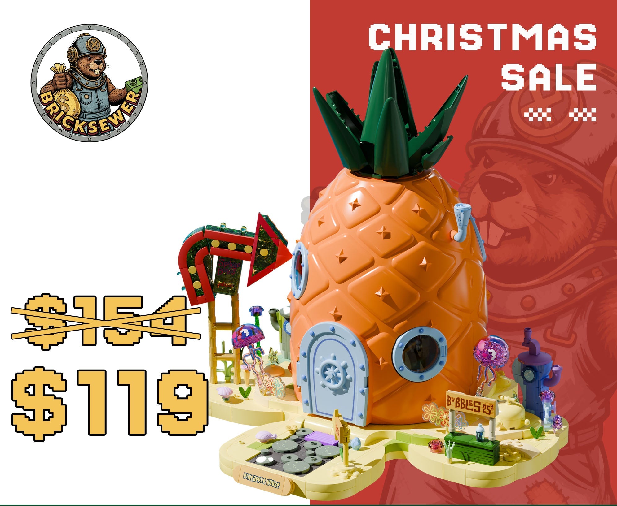 SpongeBob - Spongebob's Pineapple House(2,313-piece, 7 rooms, 18 inches high)