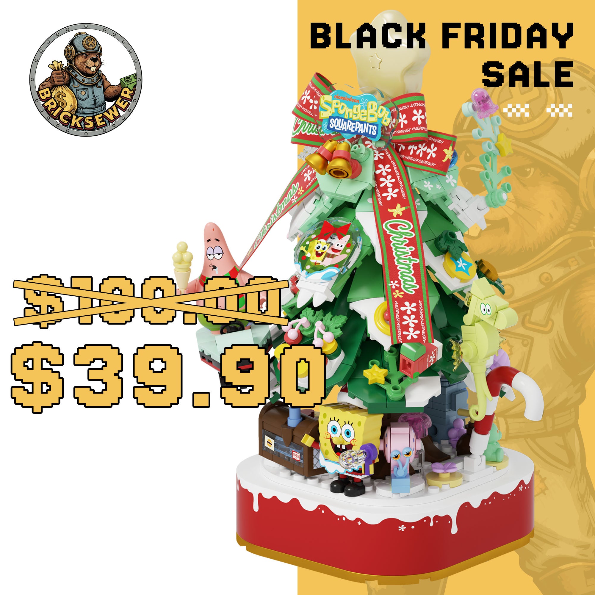 AreaX AB0065 SpongeBob SquarePants Happy Christmas Star Christmas Tree Movie