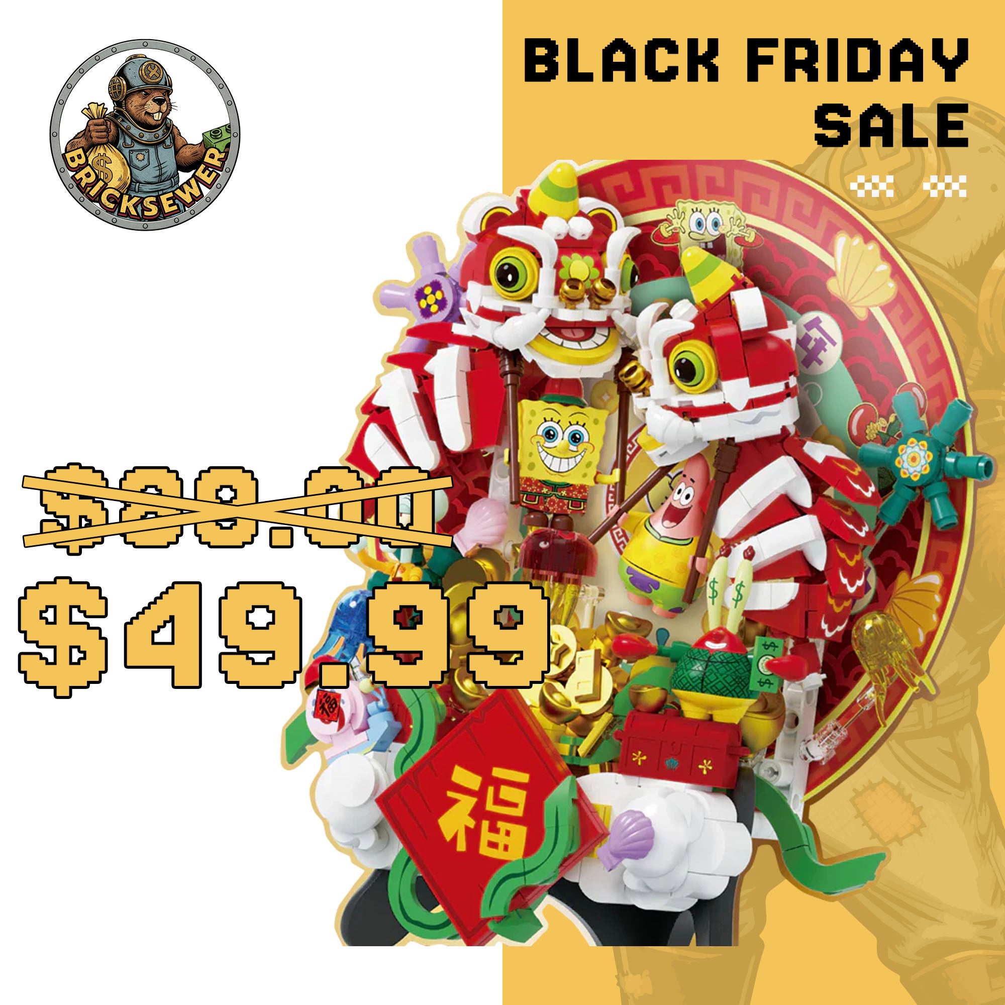 AreaX AB0068 SpongeBob SquarePants Attracting Wealth Treasure Bowl Chinese Culture