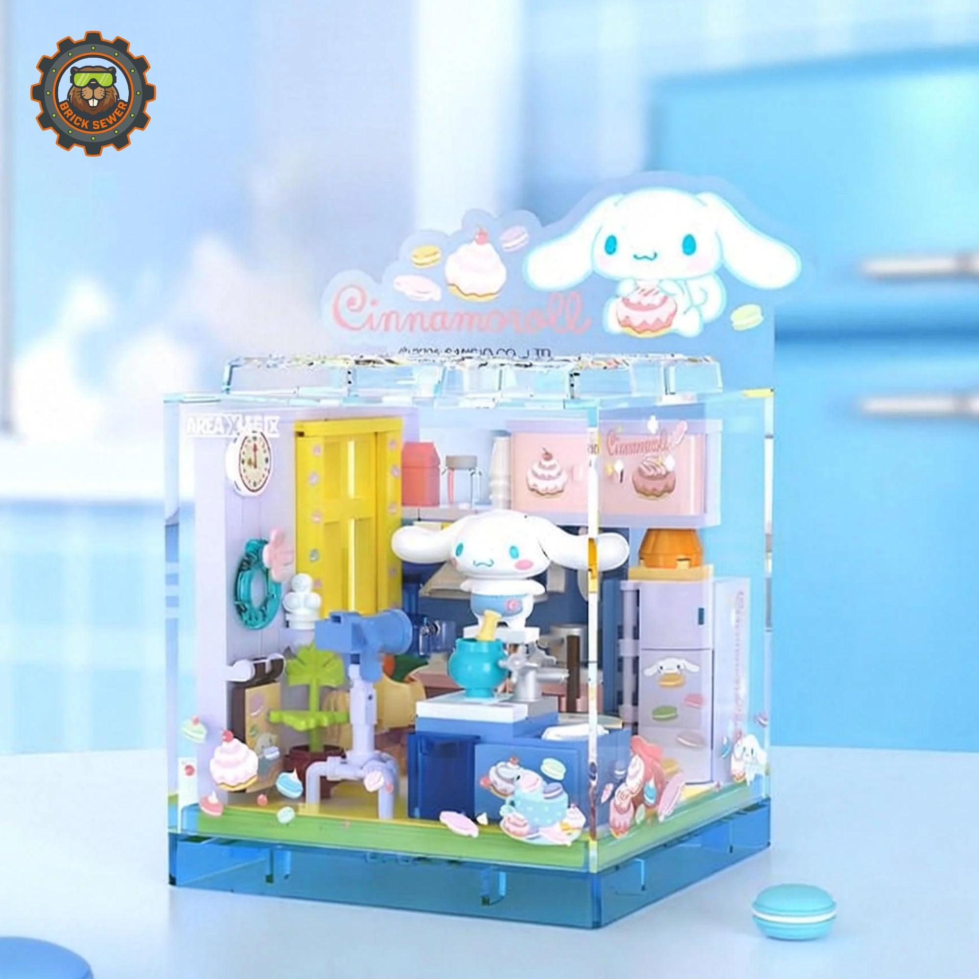 Sanrio Sweet Box – Cinnamoroll’s Bakery Corner featuring a colorful bakery display with kitchen accessories and Cinnamoroll character.