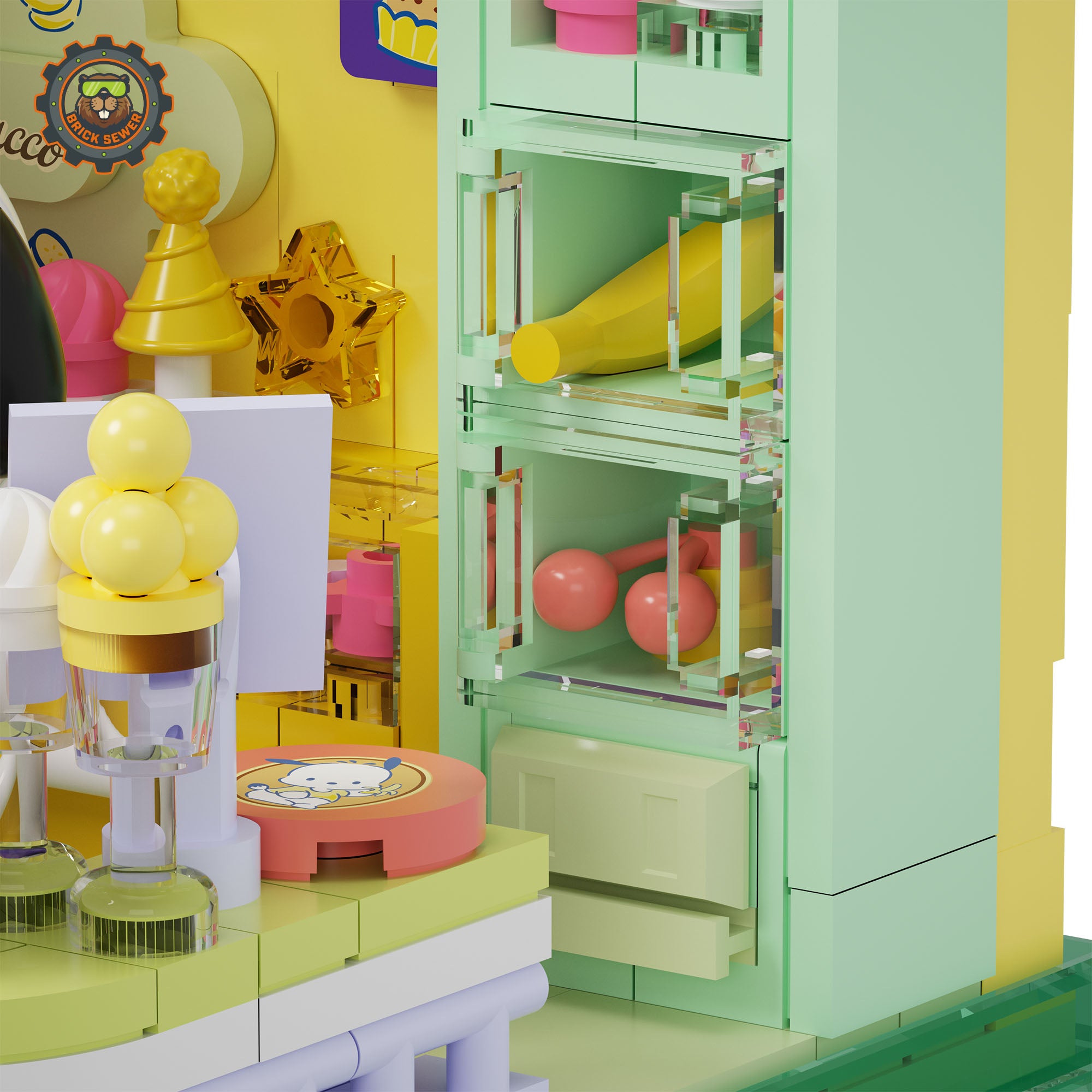 Sanrio Sweet Box – Pochacco’s Ice Cream Stand fridge showcasing colorful ice cream and treats.