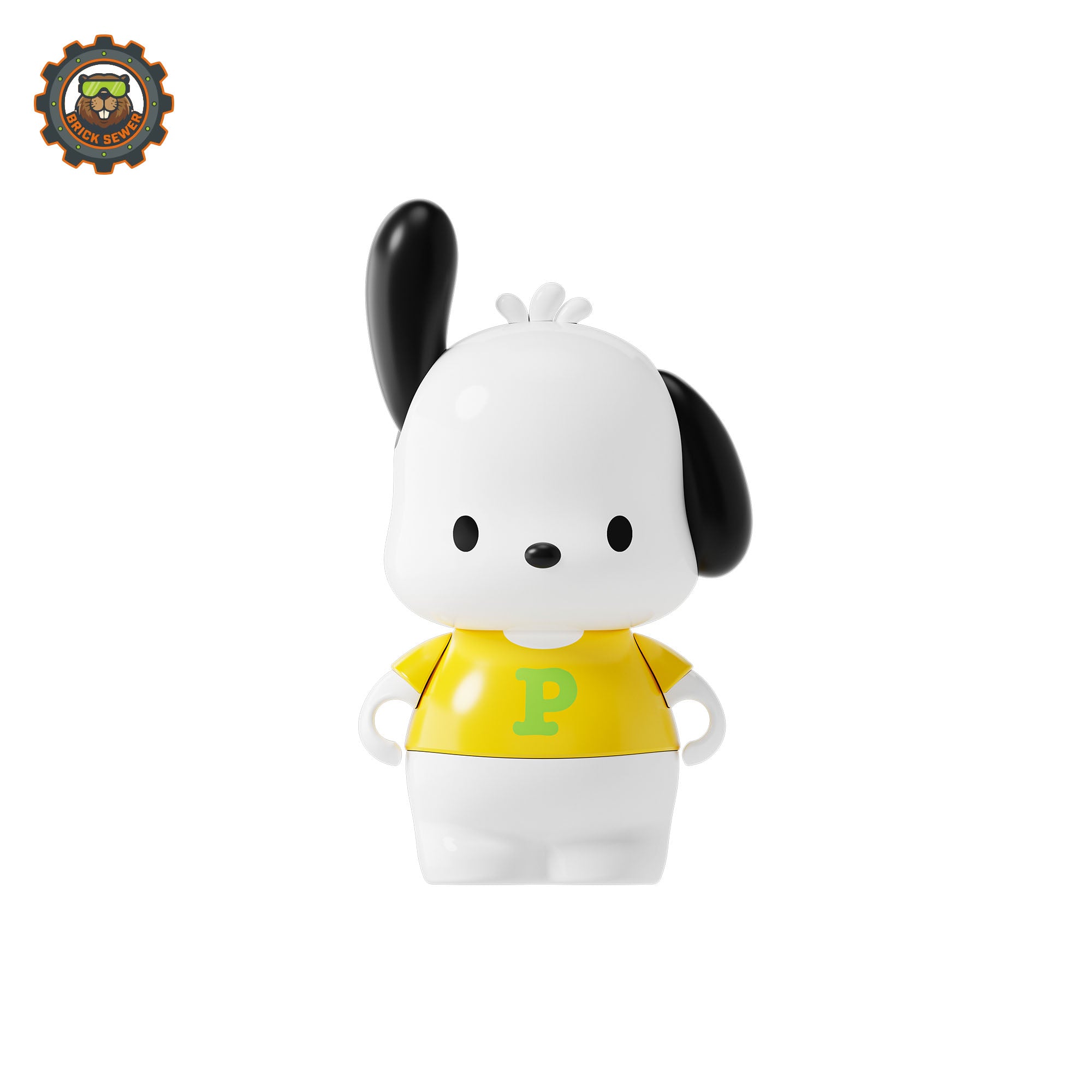 Sanrio Sweet Box – Pochacco’s Ice Cream Stand figure in a yellow shirt with a 'P' and black ear.