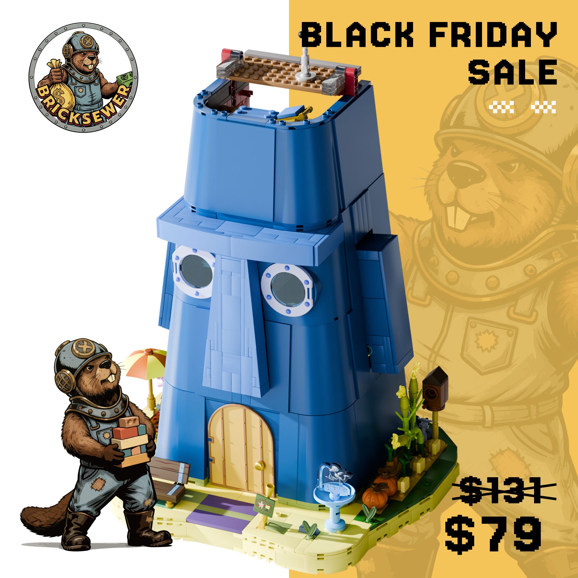 SpongeBob - Squidward’s Stone House (1,577-piece, 5 rooms, 13 inches high)