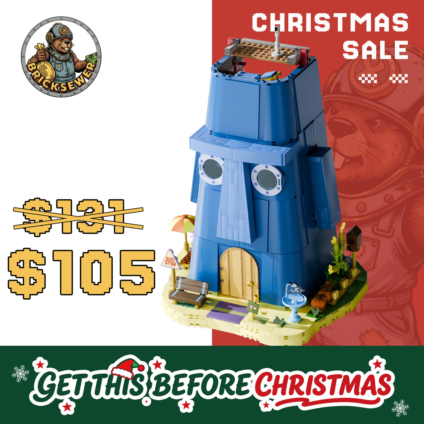 SpongeBob - Squidward’s Stone House (1,577-piece, 5 rooms, 13 inches high)