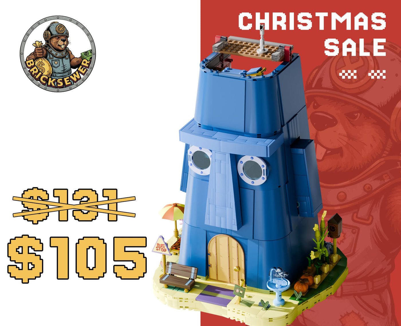 SpongeBob - Squidward’s Stone House (1,577-piece, 5 rooms, 13 inches high)