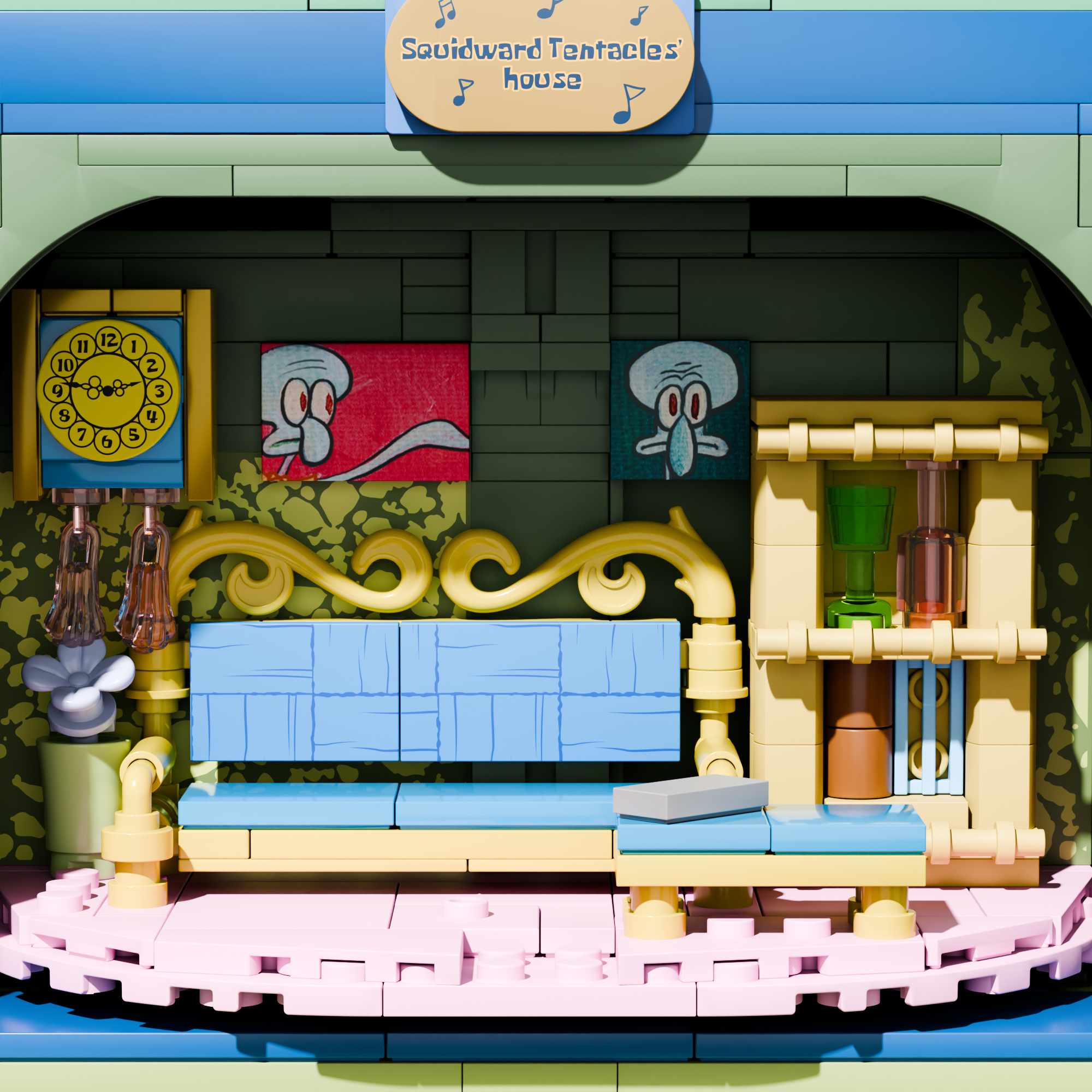 SpongeBob - Squidward’s Stone House (1,577-piece, 5 rooms, 13 inches high)