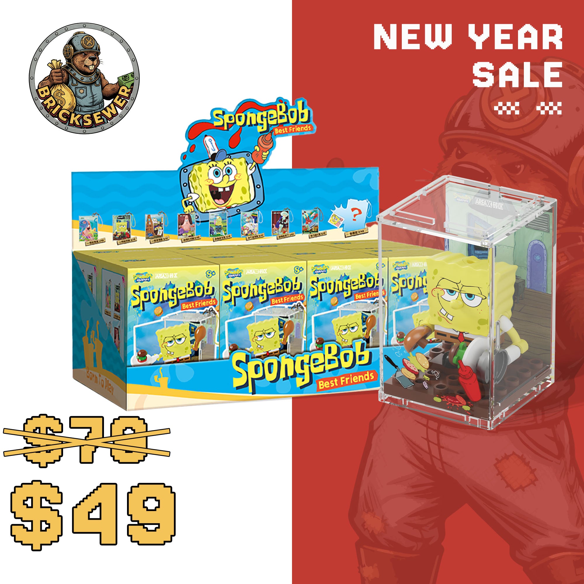 SpongeBob – A Day in Bikini Bottom Blind Box Set（random 8 out of 9, non-repeating）