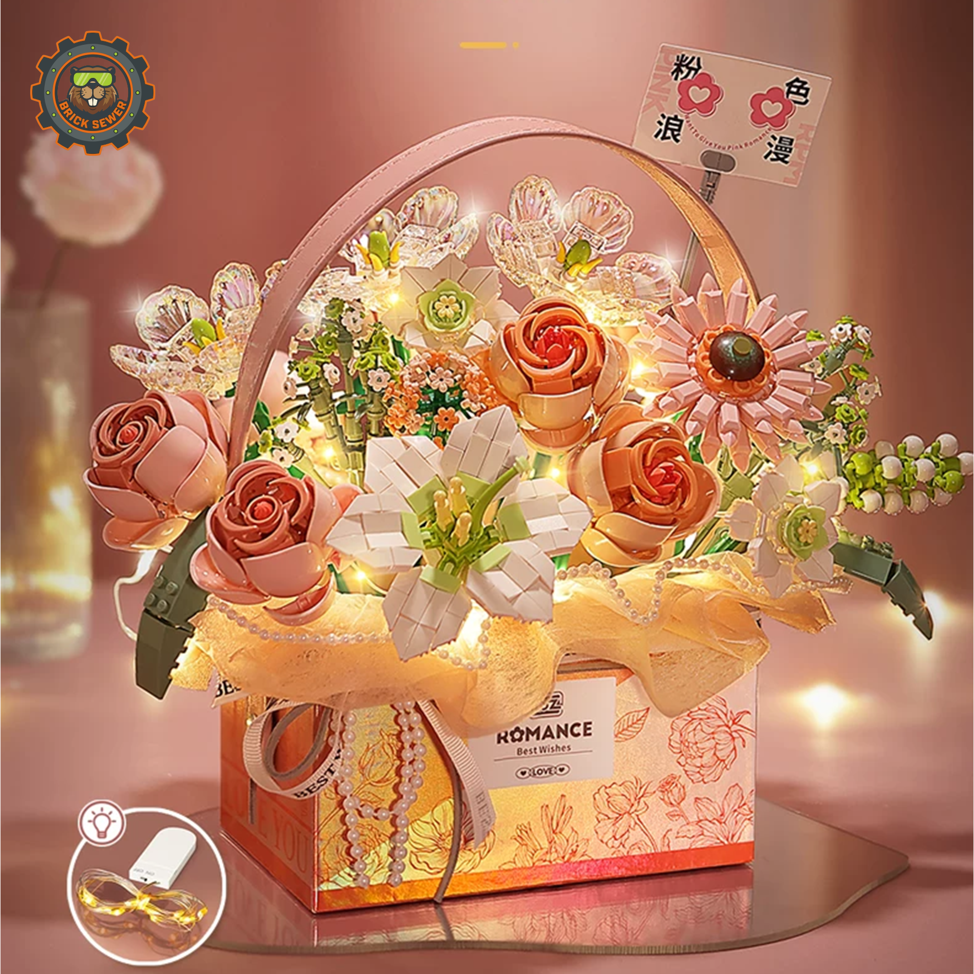 🌸 Pink Memories Flower Bouquet Building Set (1212PCS)