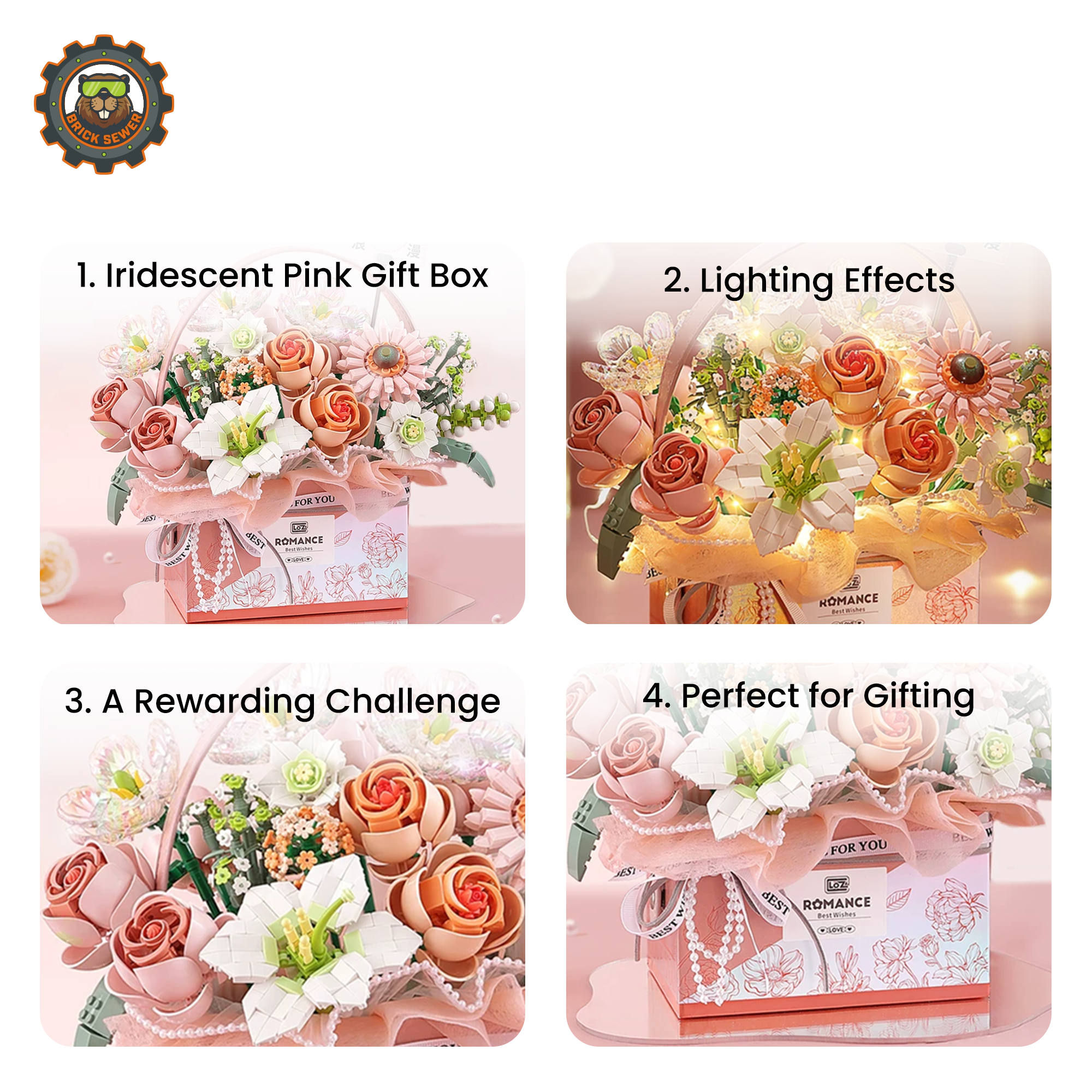 🌸 Pink Memories Flower Bouquet Building Set (1212PCS)