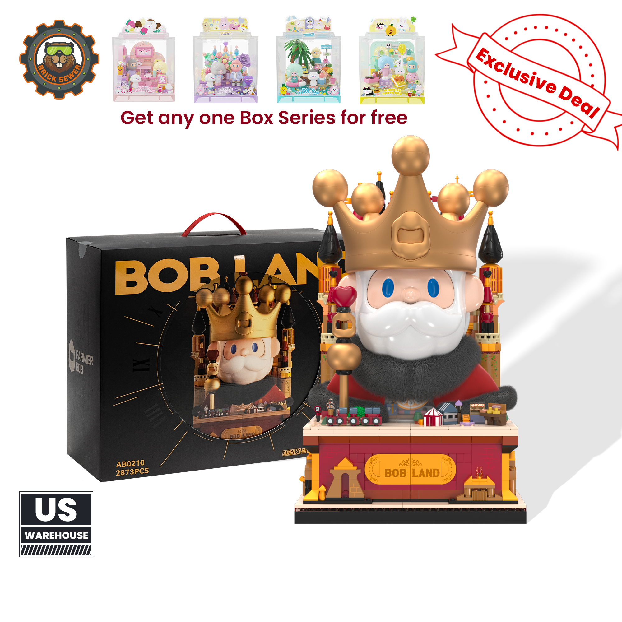 Farmer Bob – Bob Land Building Set 2,873 pcs | Free Box Series Included with exclusive deal and large figure.