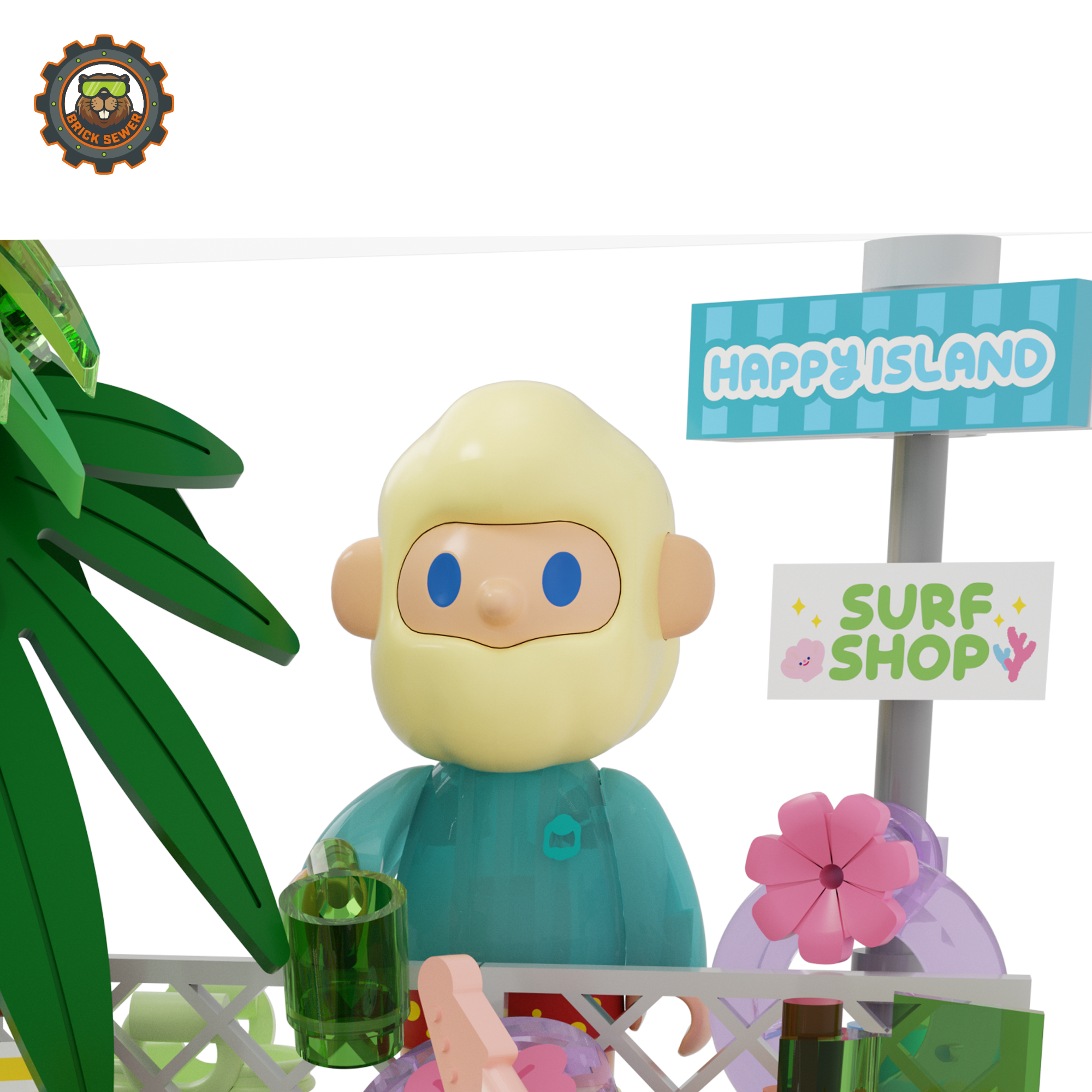 Rico & Bob - Travel Day figurine at Happy Island Surf Shop with tropical decor and cheerful beach vibes.