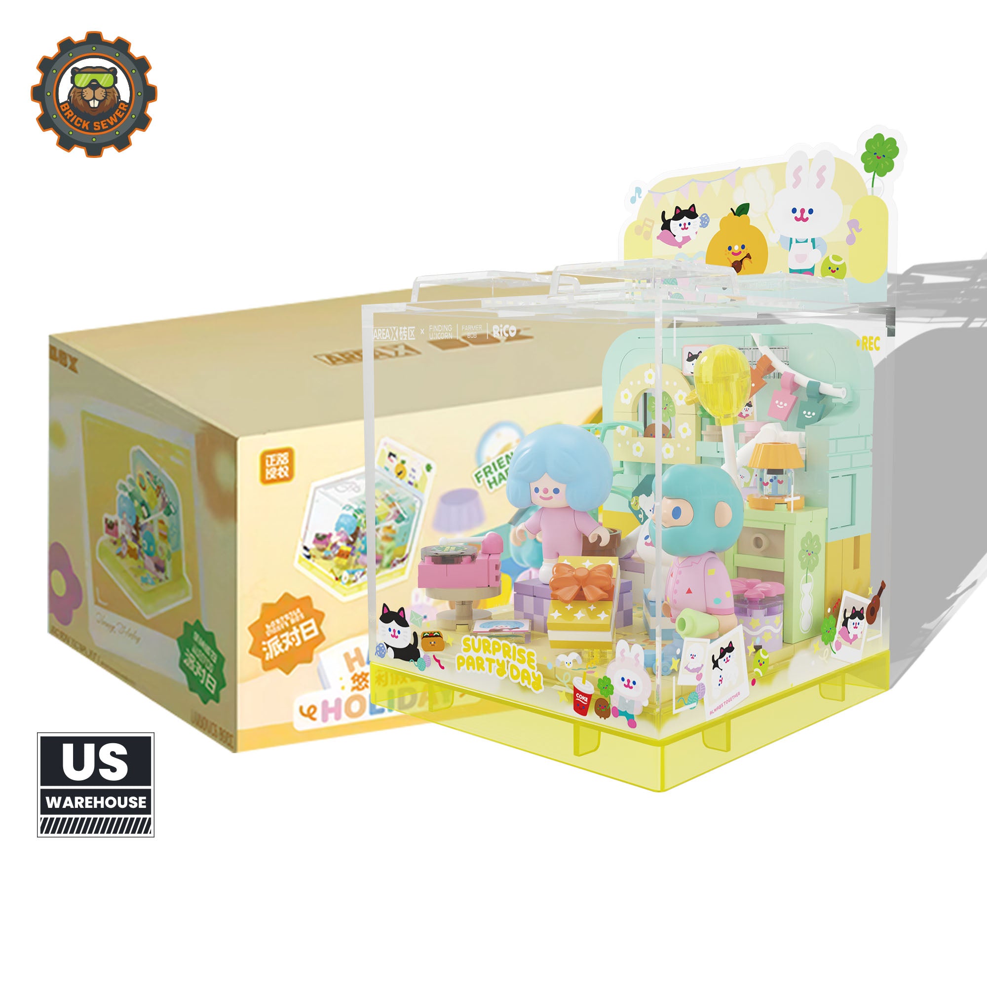 Rico & Bob - Party Day vivid cube with balloons and decorations for a celebration party.