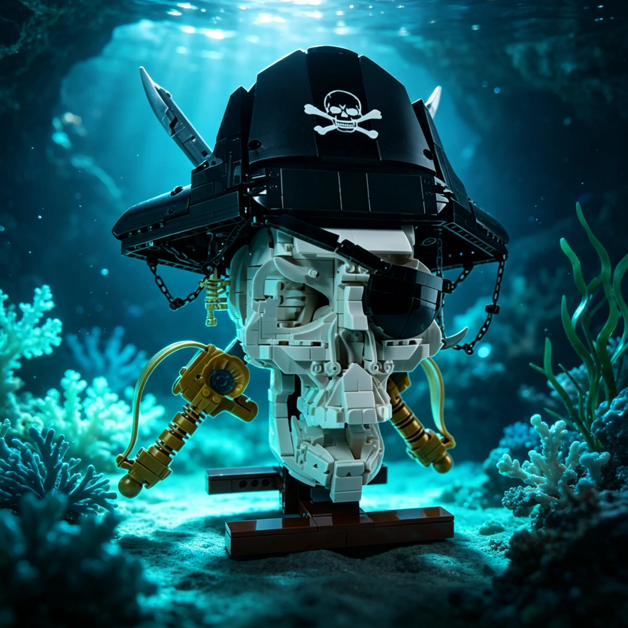 Pirate Skull Building Block Display ☠️