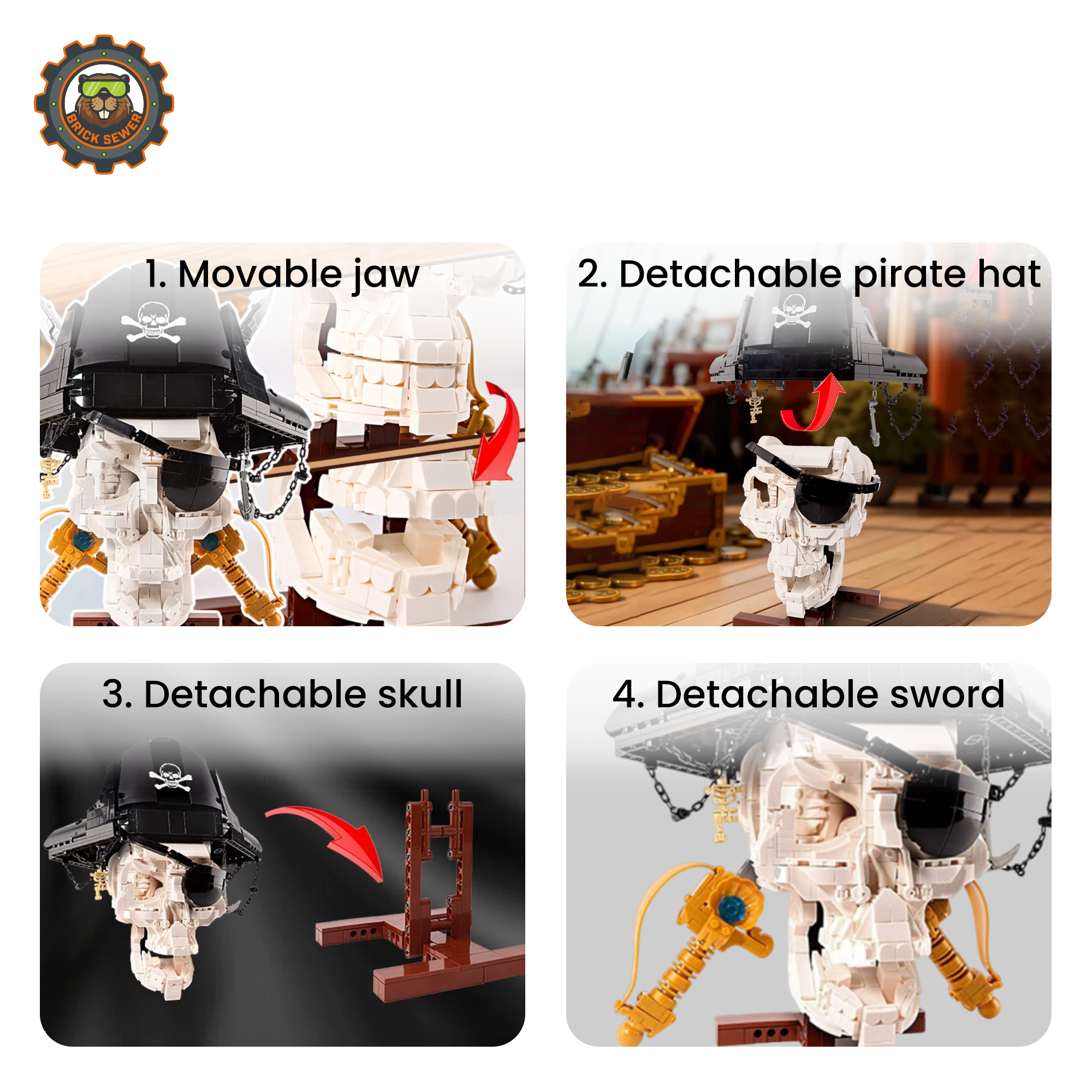Pirate Skull Building Block Display ☠️