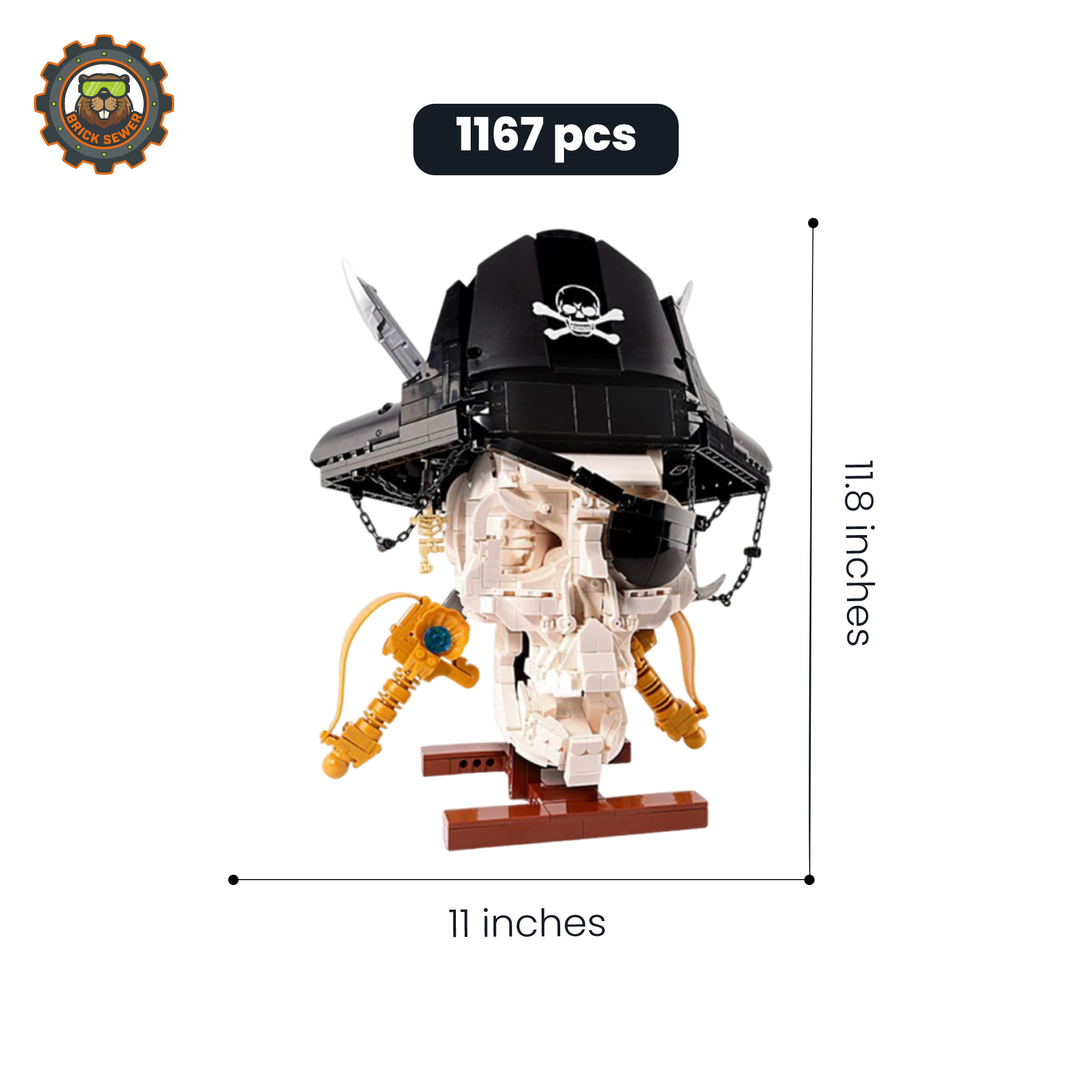 Pirate Skull Building Block Display ☠️