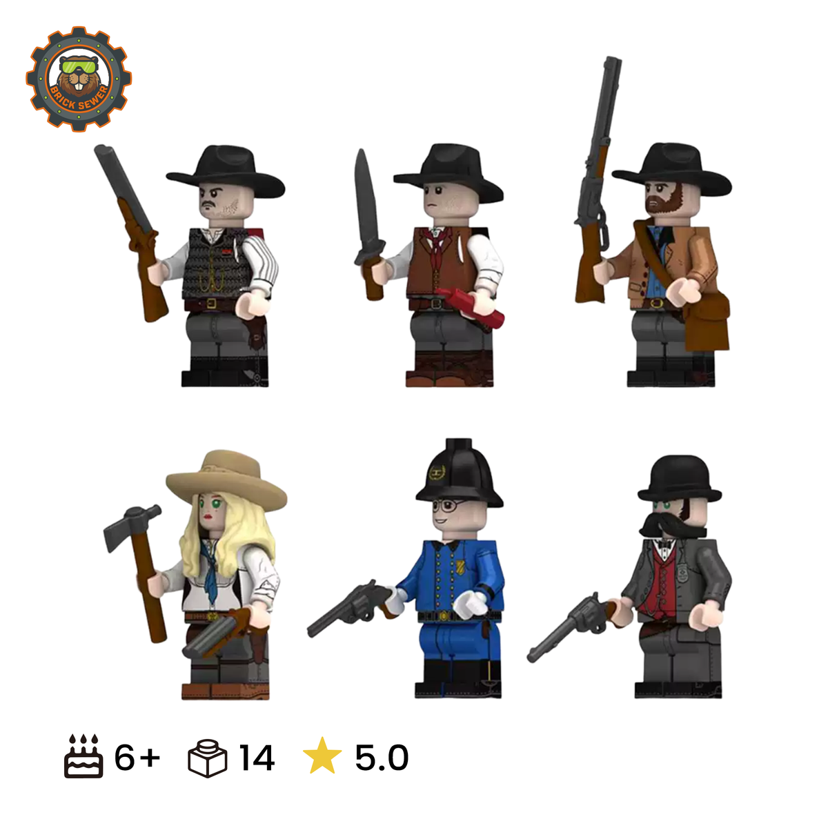 BrickSewer Wild West Minifigure Set N403-408