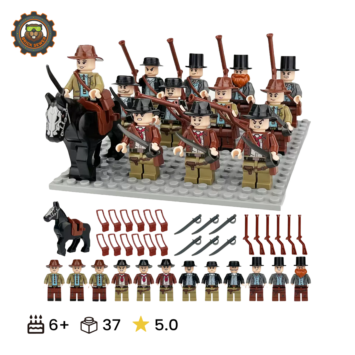BrickSewer Western Cowboy Minifigure Set M8138