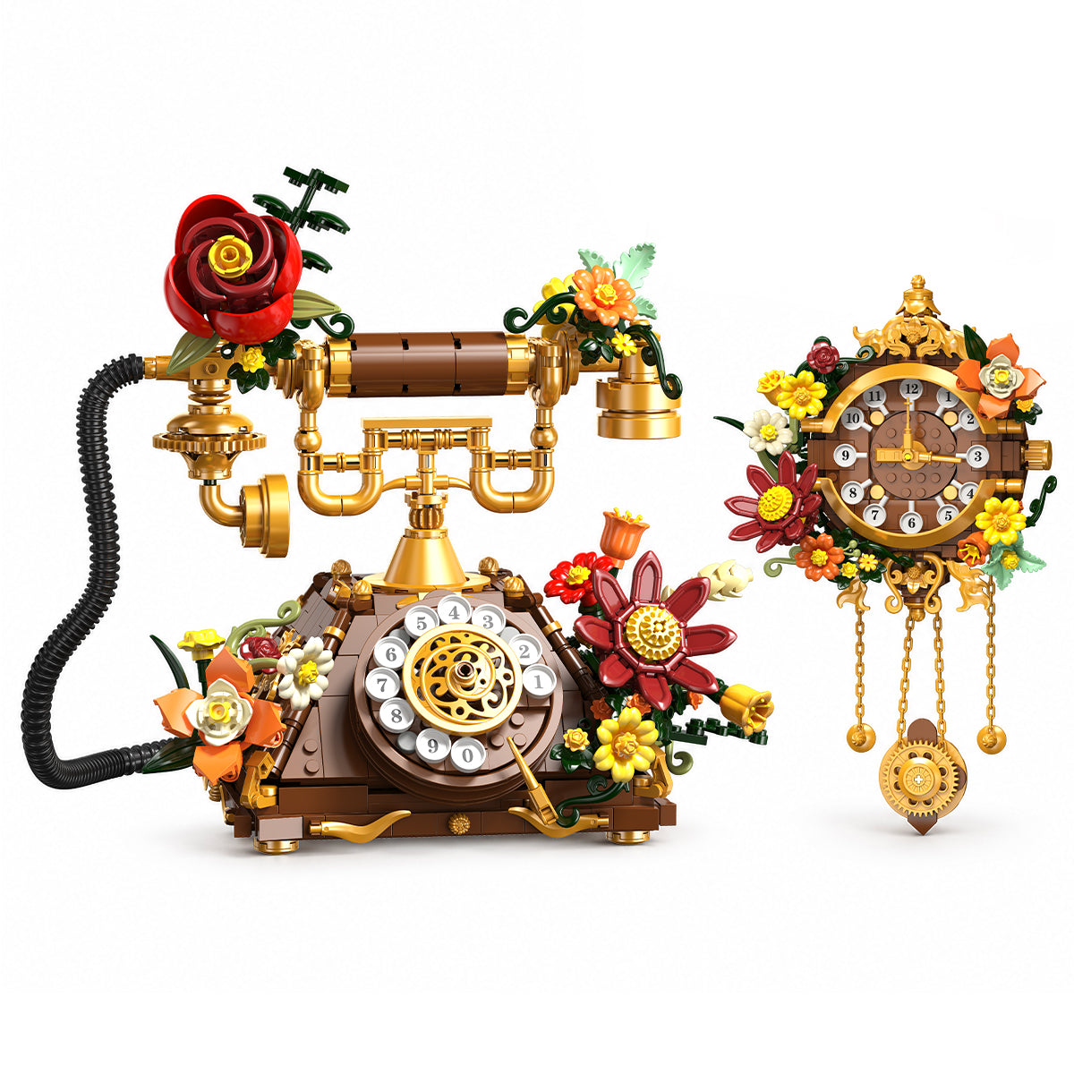 INSOON 2-in-1 Retro Telephone & Wall Clock Building Set (930 PCS) SC8813