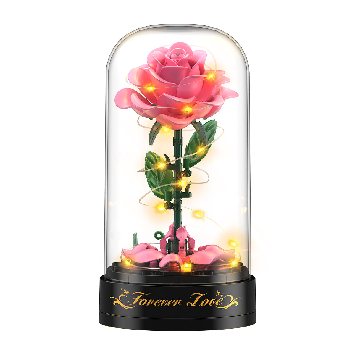 INSOON Rose Flower Building Set with Music Box and Display Dome SC6606