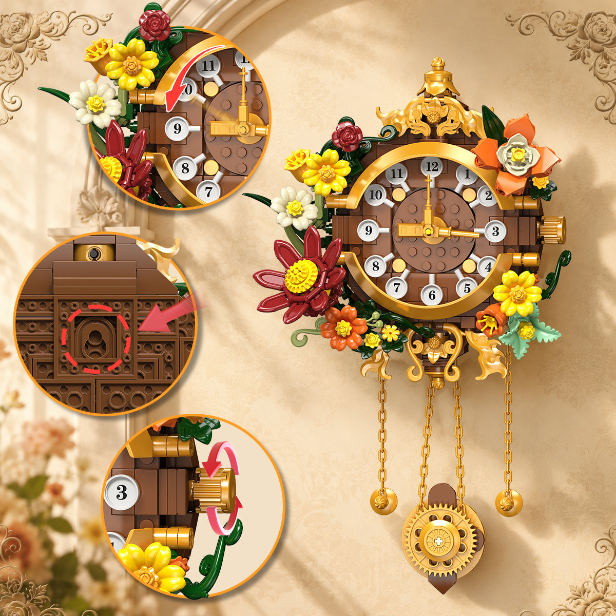 INSOON 2-in-1 Retro Telephone & Wall Clock Building Set (930 PCS) SC8813