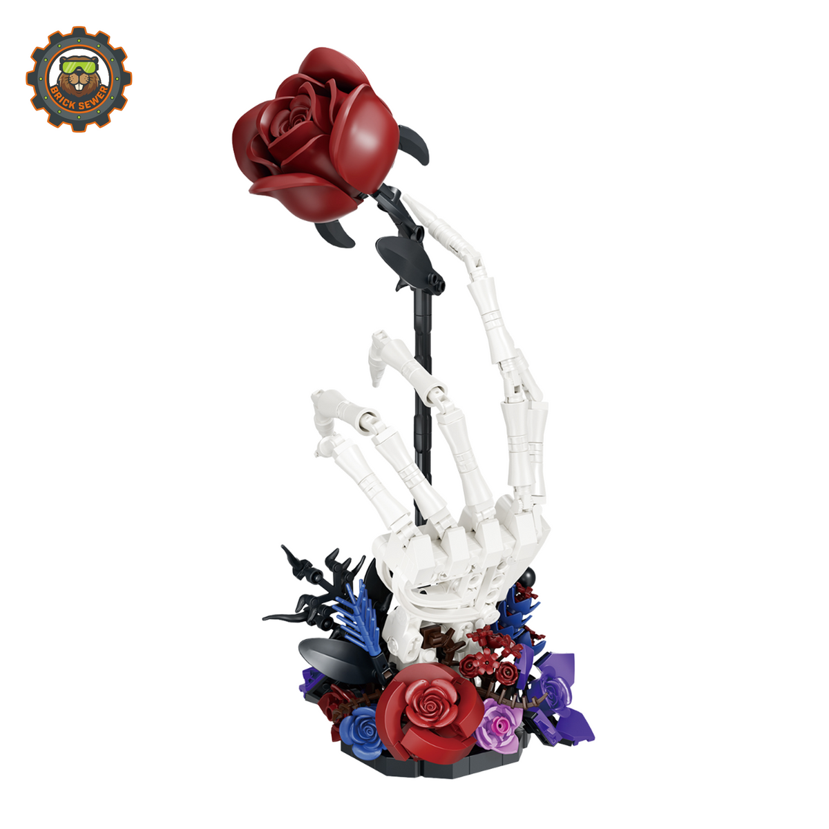 BrickSewer Gothic Butterfly Skull Blood Rose Building Block Set S1020