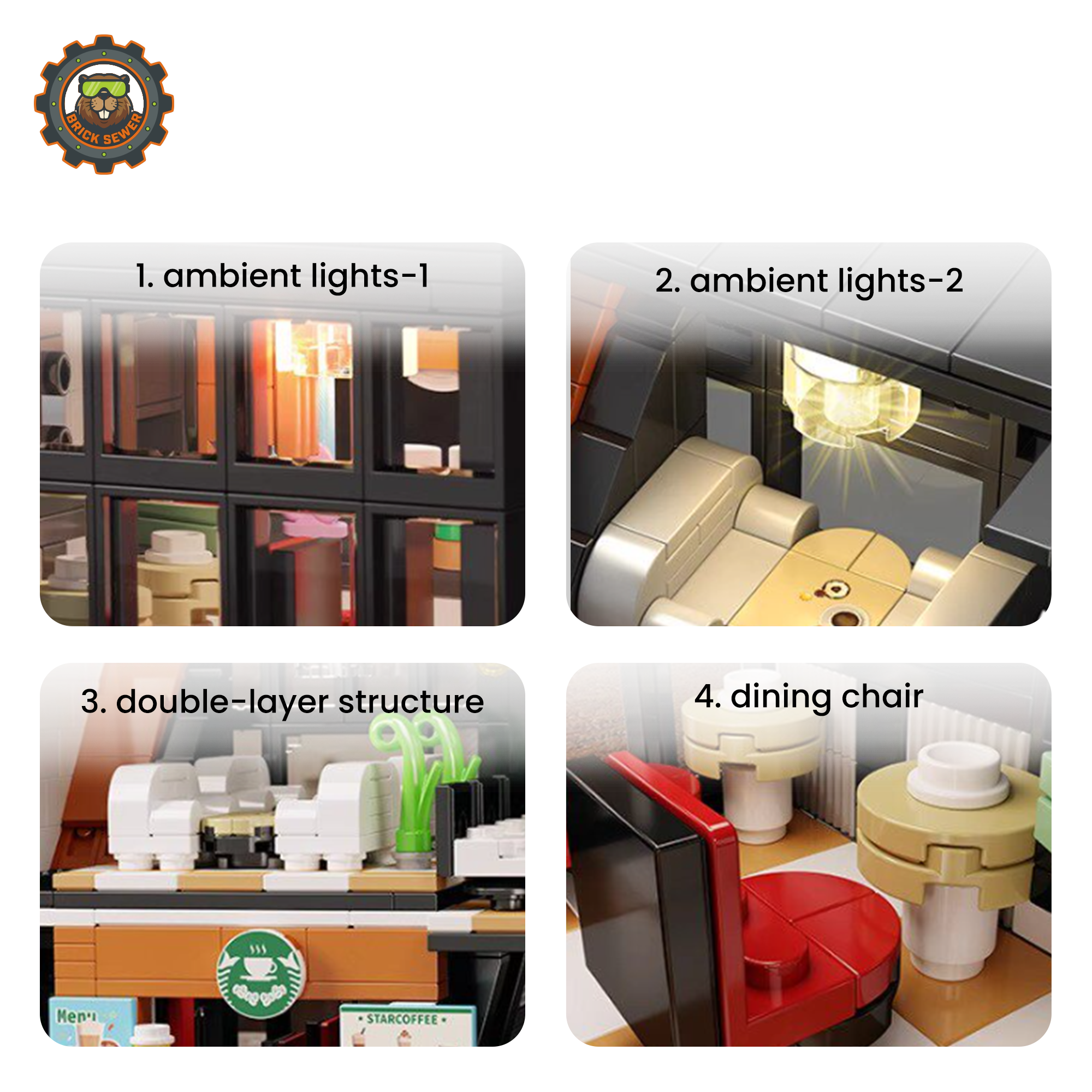 Modern Coffee Shop Building Set with Lights (581pcs)