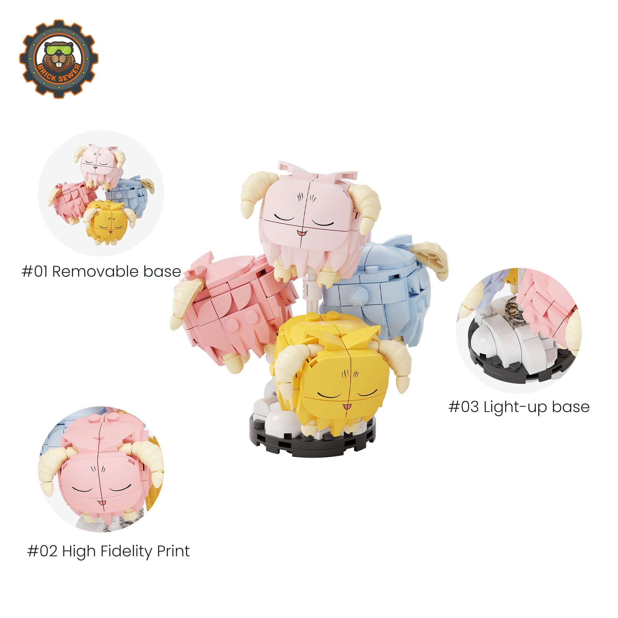 Yu-Gi-Oh! Low-Level Monster Series – Scapegoat featuring cute pastel goats on a light-up base.