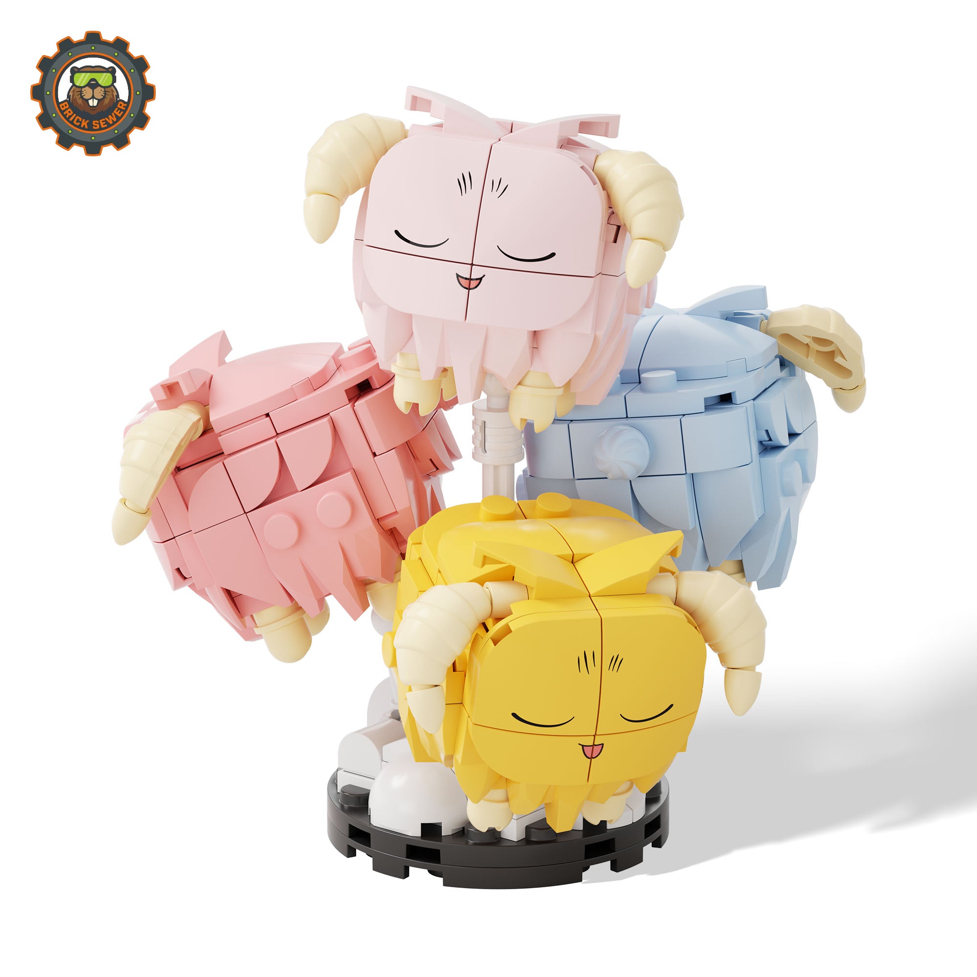 Yu-Gi-Oh! Low-Level Monster Series – Scapegoat buildable pastel goats on a light-up pedestal.