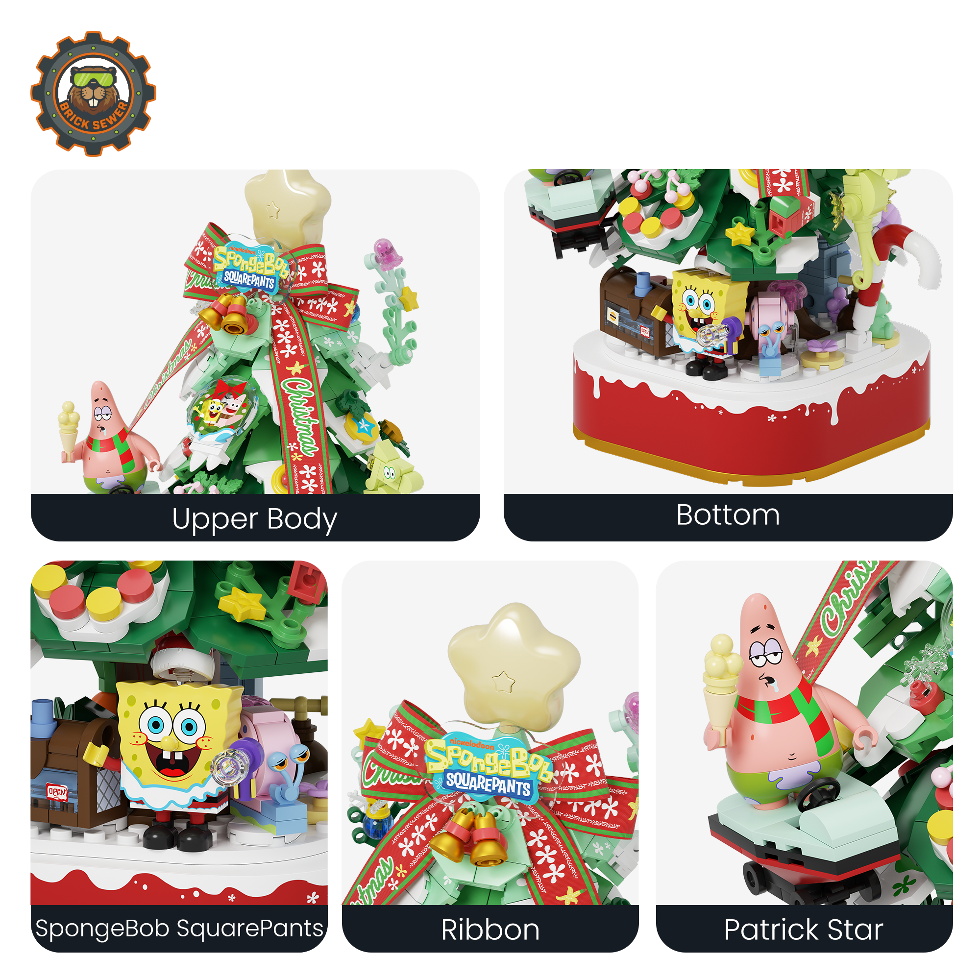 SpongeBob Christmas Tree + 2 Sandy Christmas Ornament