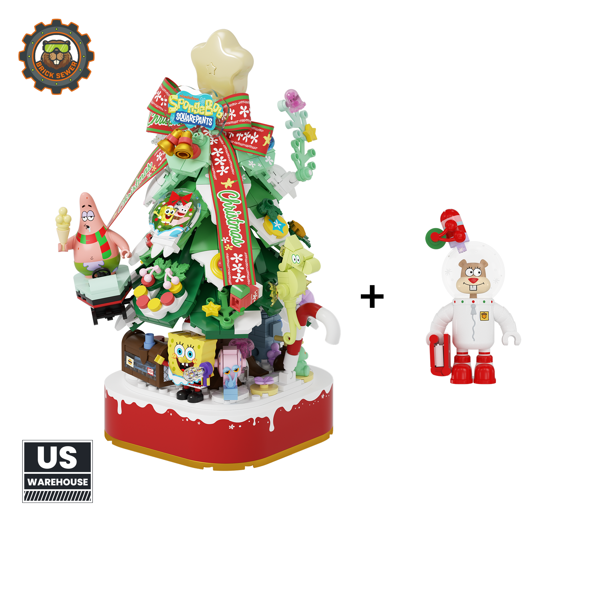 SpongeBob Christmas Tree + 1 Sandy Christmas Ornament