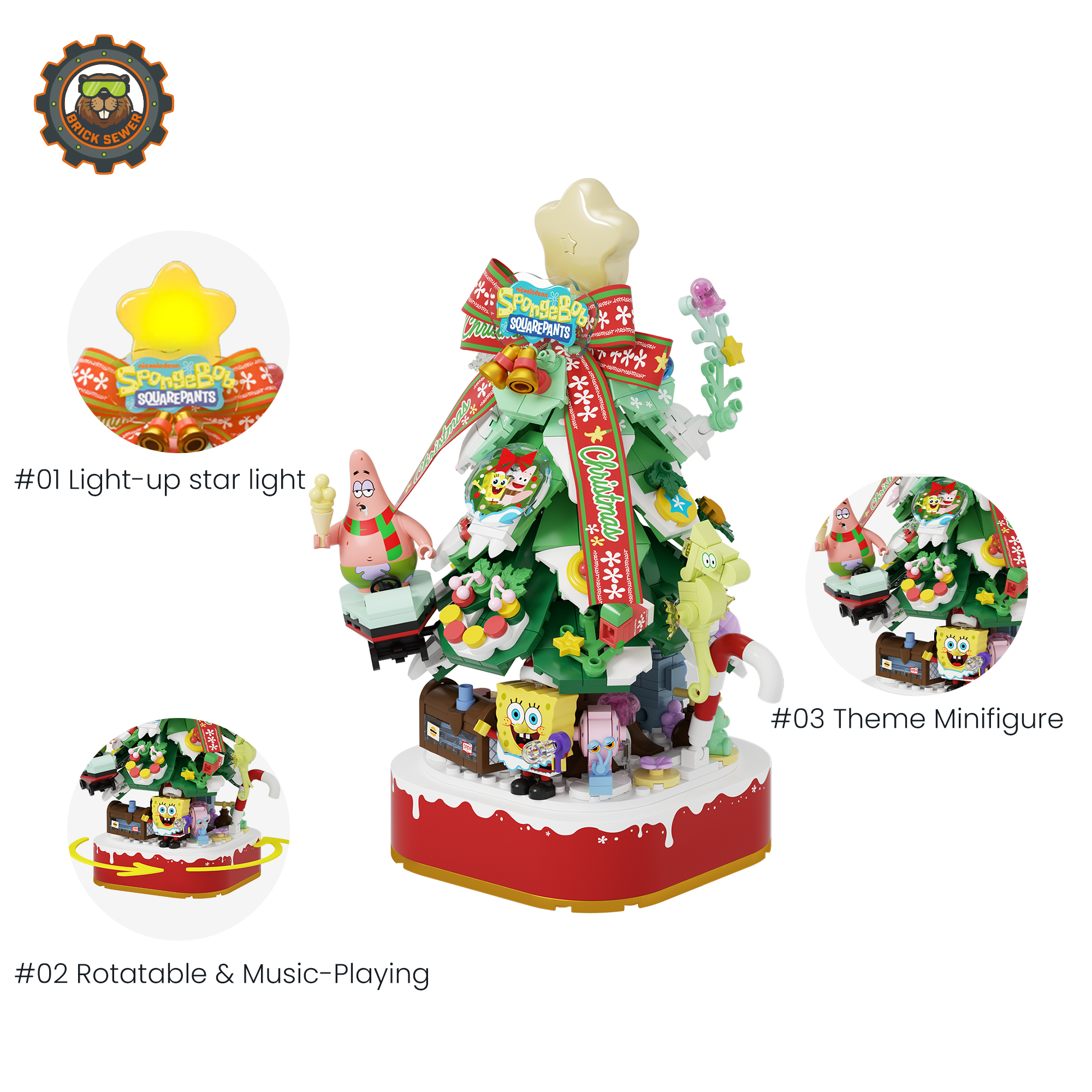 SpongeBob Christmas Tree + 1 Sandy Christmas Ornament