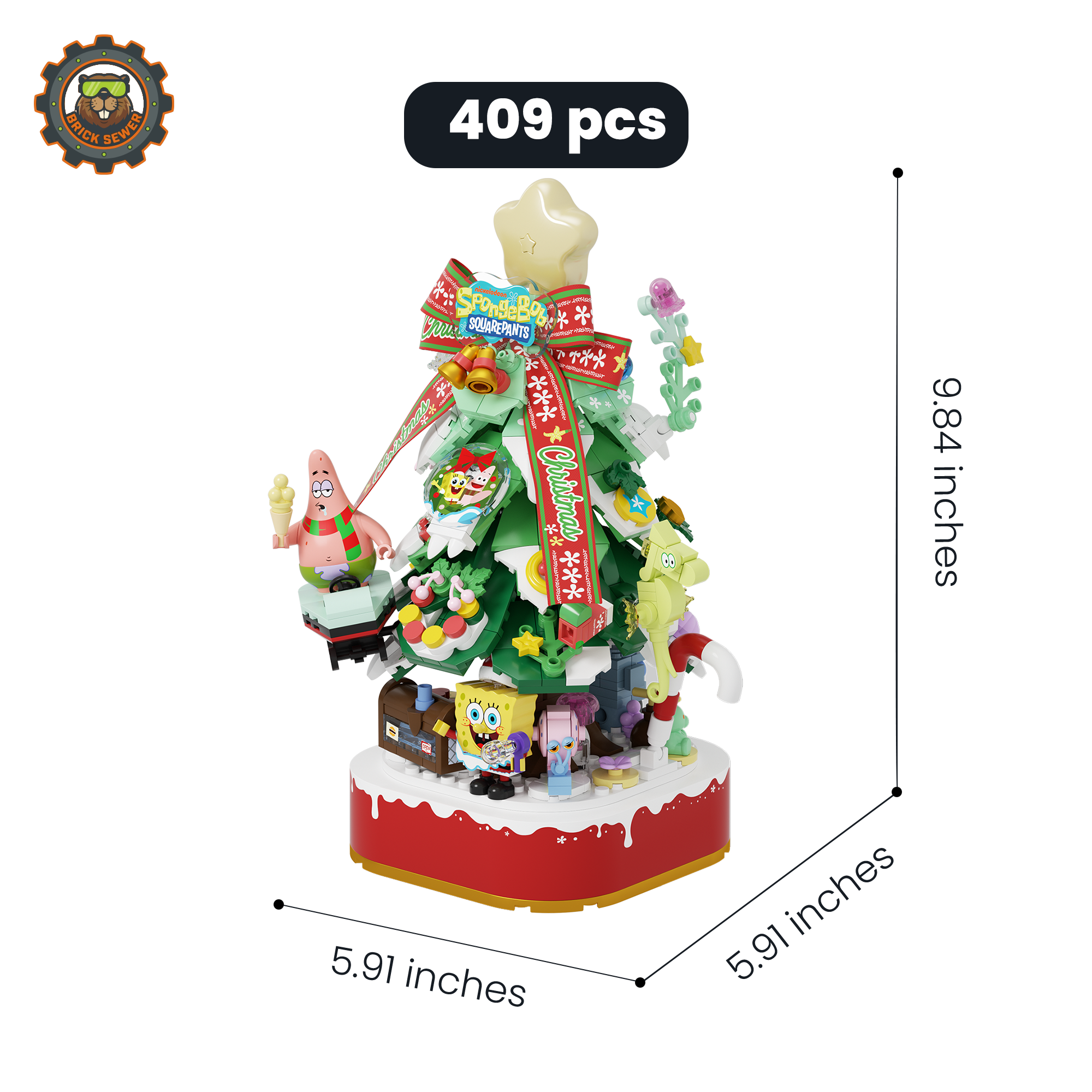 SpongeBob Christmas Tree + 1 Sandy Christmas Ornament