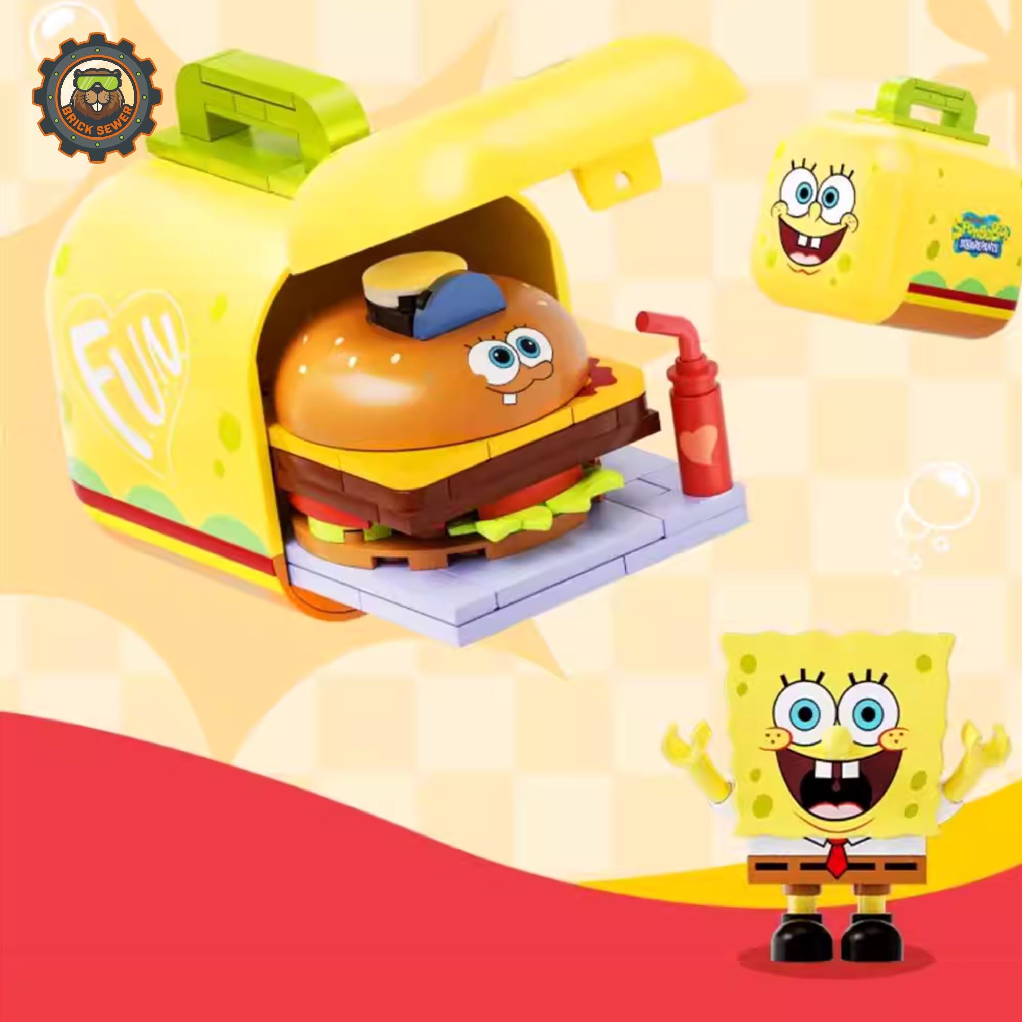 SpongeBob – Food Rush Blind Box（random 6 out of 7, non-repeating） featuring food-themed figures and accessories.