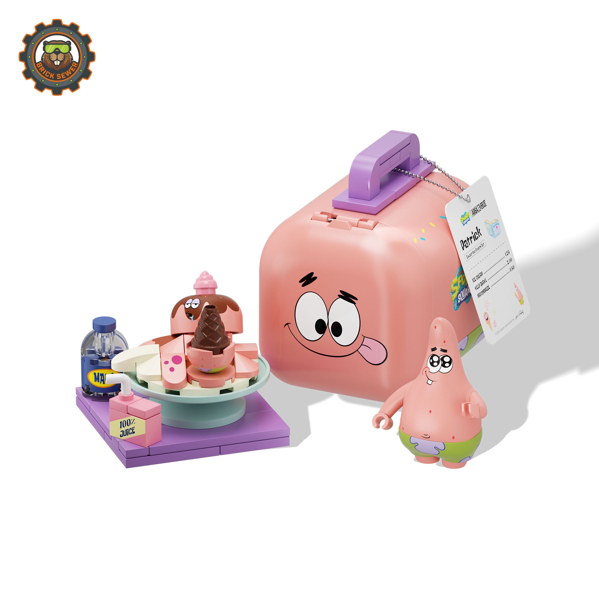 SpongeBob – Food Rush Blind Box（random 6 out of 7, non-repeating） featuring Patrick and ice cream-themed figures.