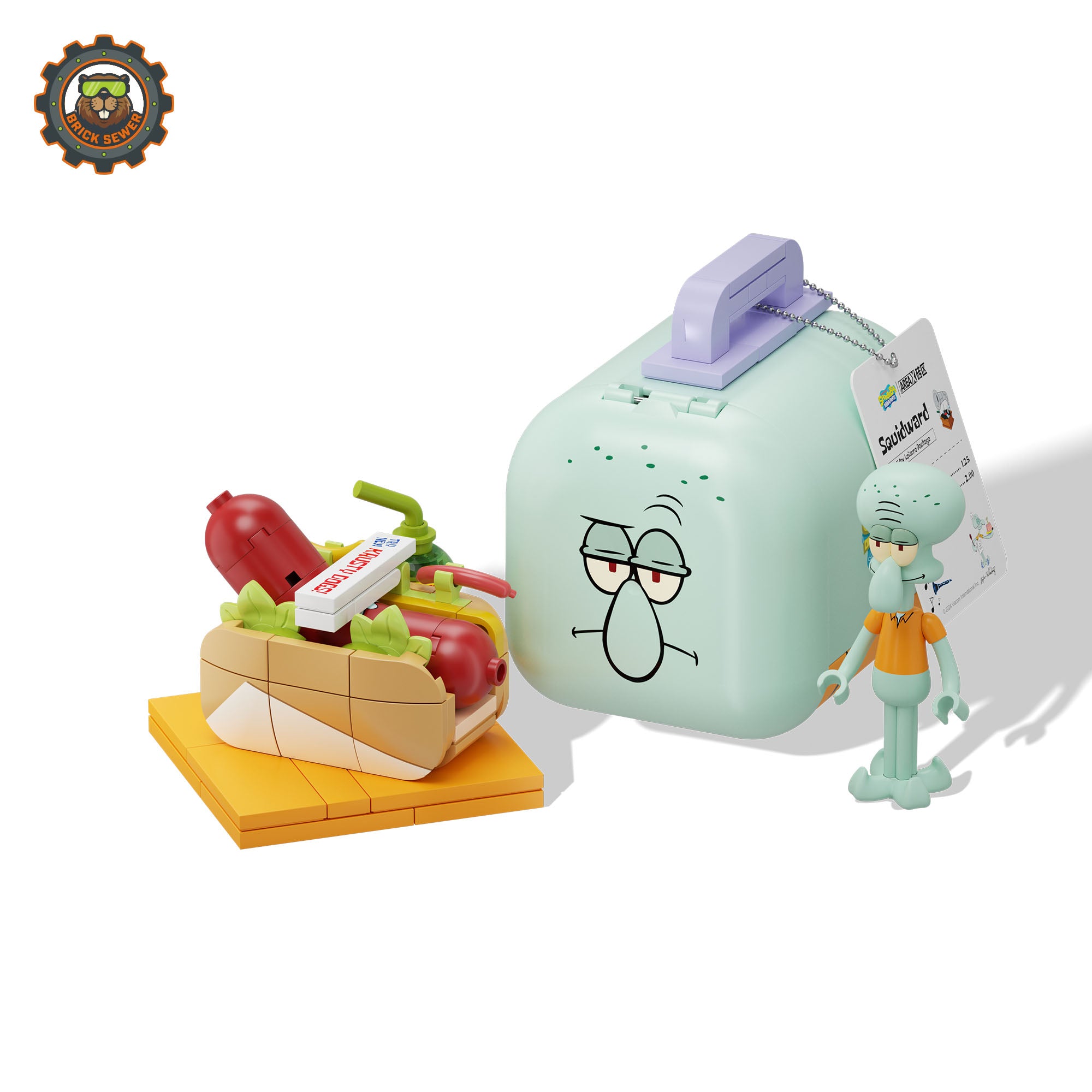 SpongeBob – Food Rush Blind Box（random 6 out of 7, non-repeating） featuring Squidward and food-themed accessories.
