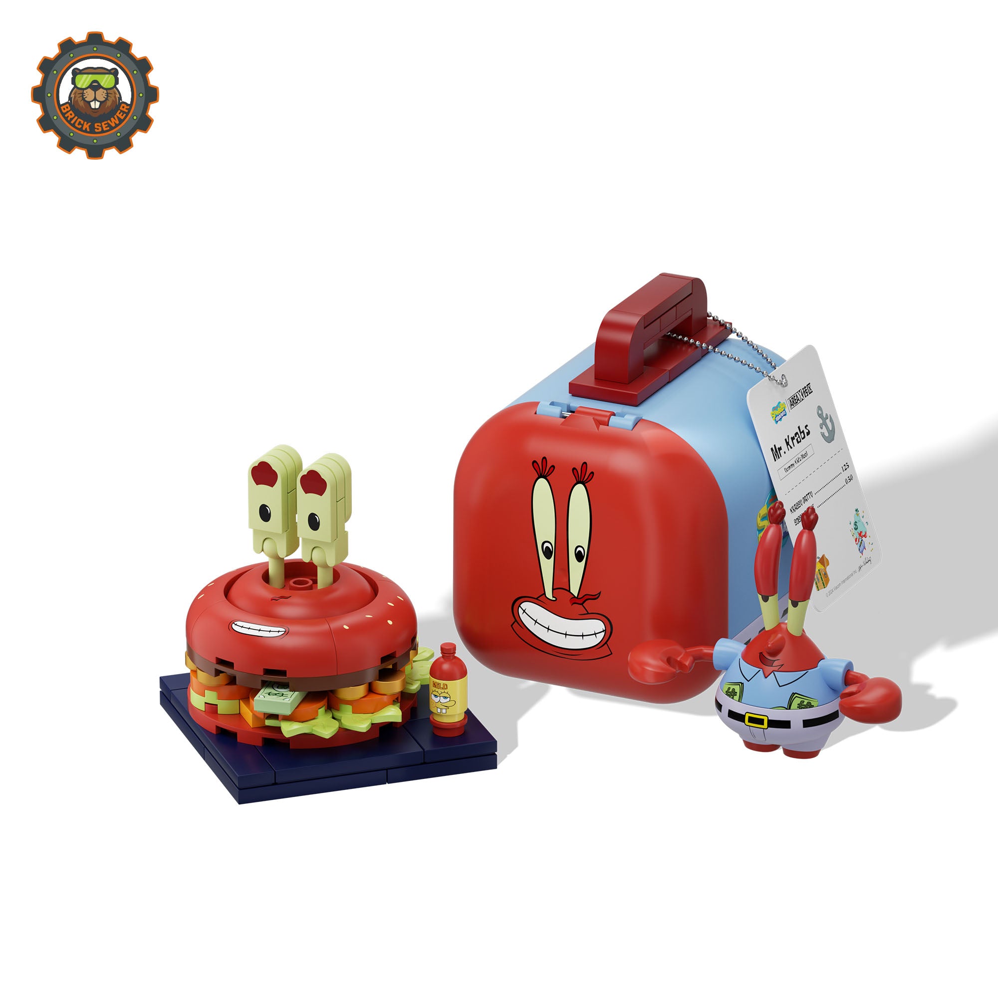 SpongeBob – Food Rush Blind Box（random 6 out of 7, non-repeating） featuring a burger and Mr. Krabs figure.