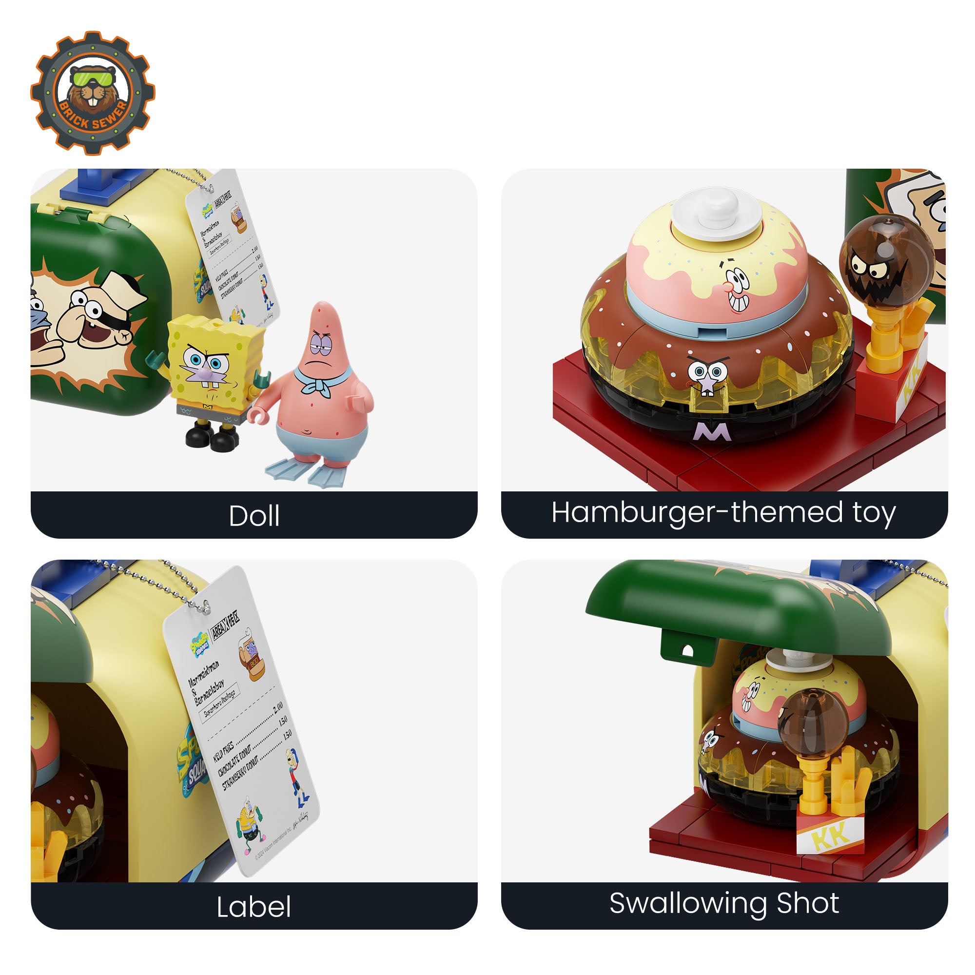 SpongeBob – Food Rush Blind Box（random 6 out of 7, non-repeating） featuring quirky food-themed figures.