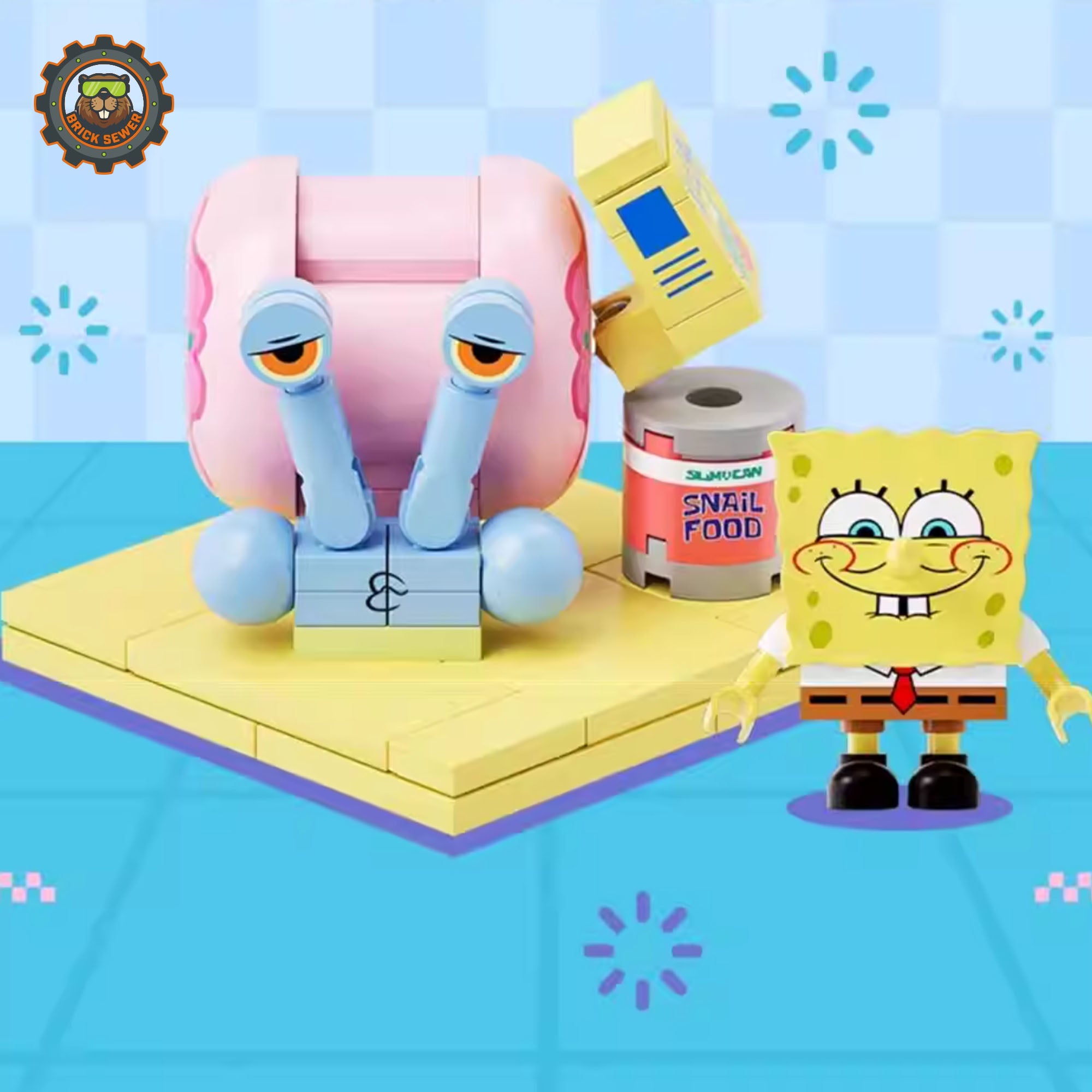 SpongeBob – Food Rush Blind Box（random 6 out of 7, non-repeating） featuring quirky food-themed figures.