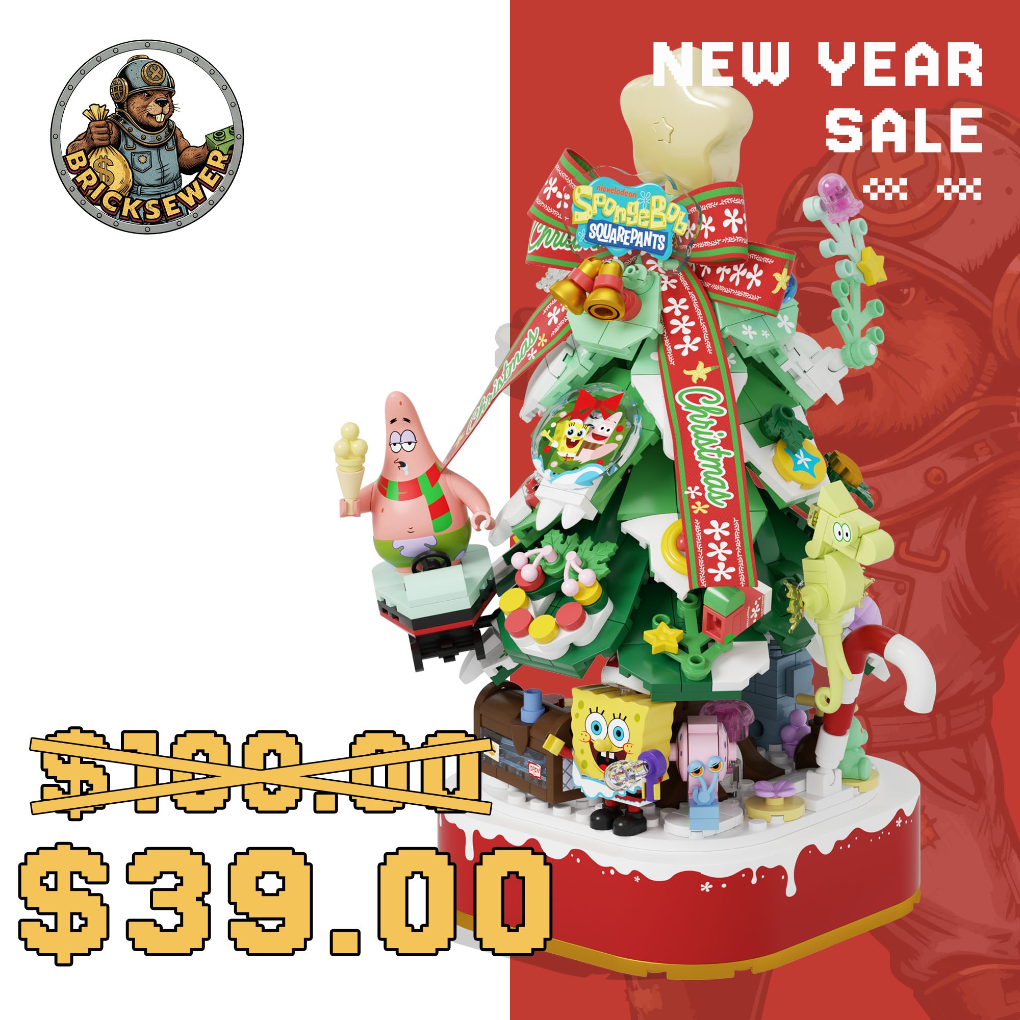 AreaX AB0065 SpongeBob SquarePants Happy Christmas Star Christmas Tree Movie